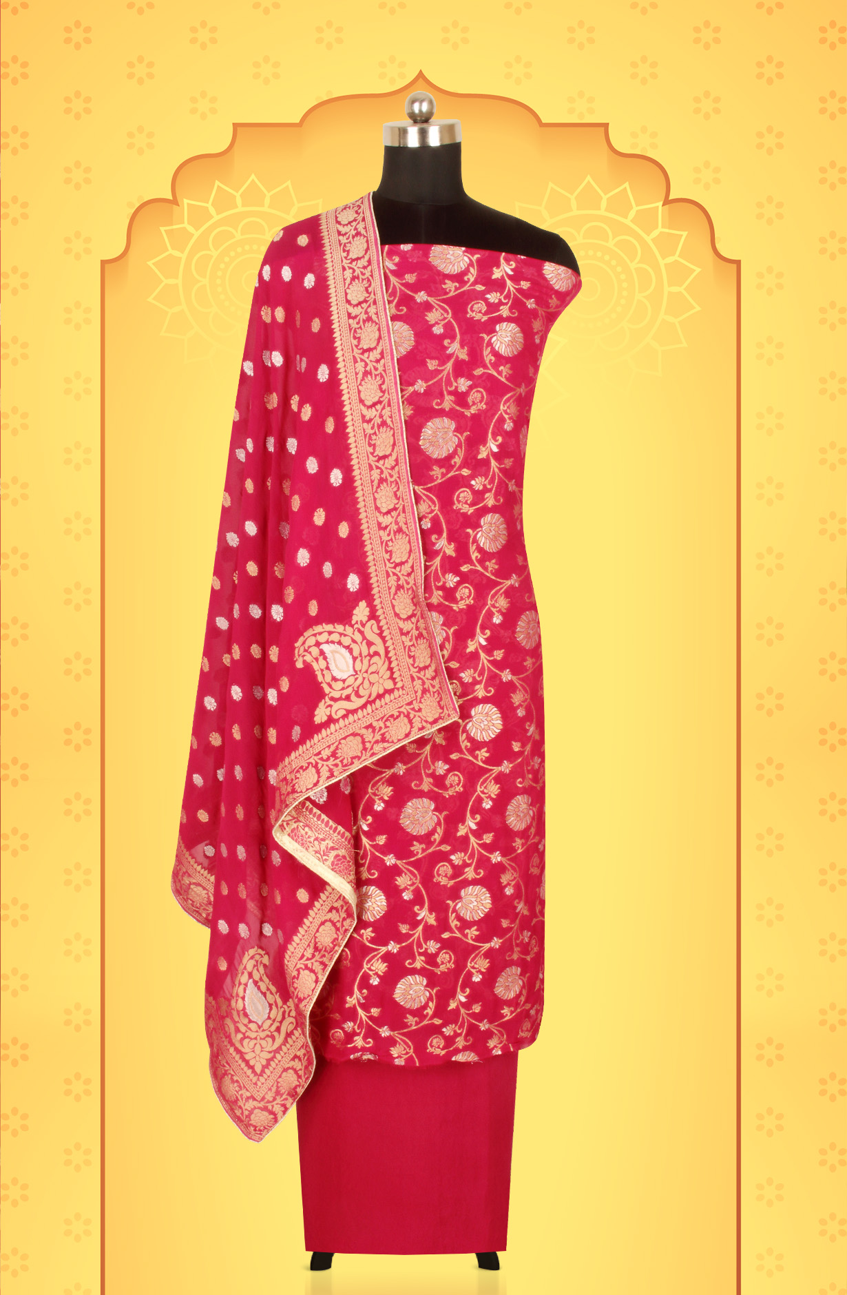 Magenta Designer Georgette Festive Wear Suit with Dupatta - GM7509-195M