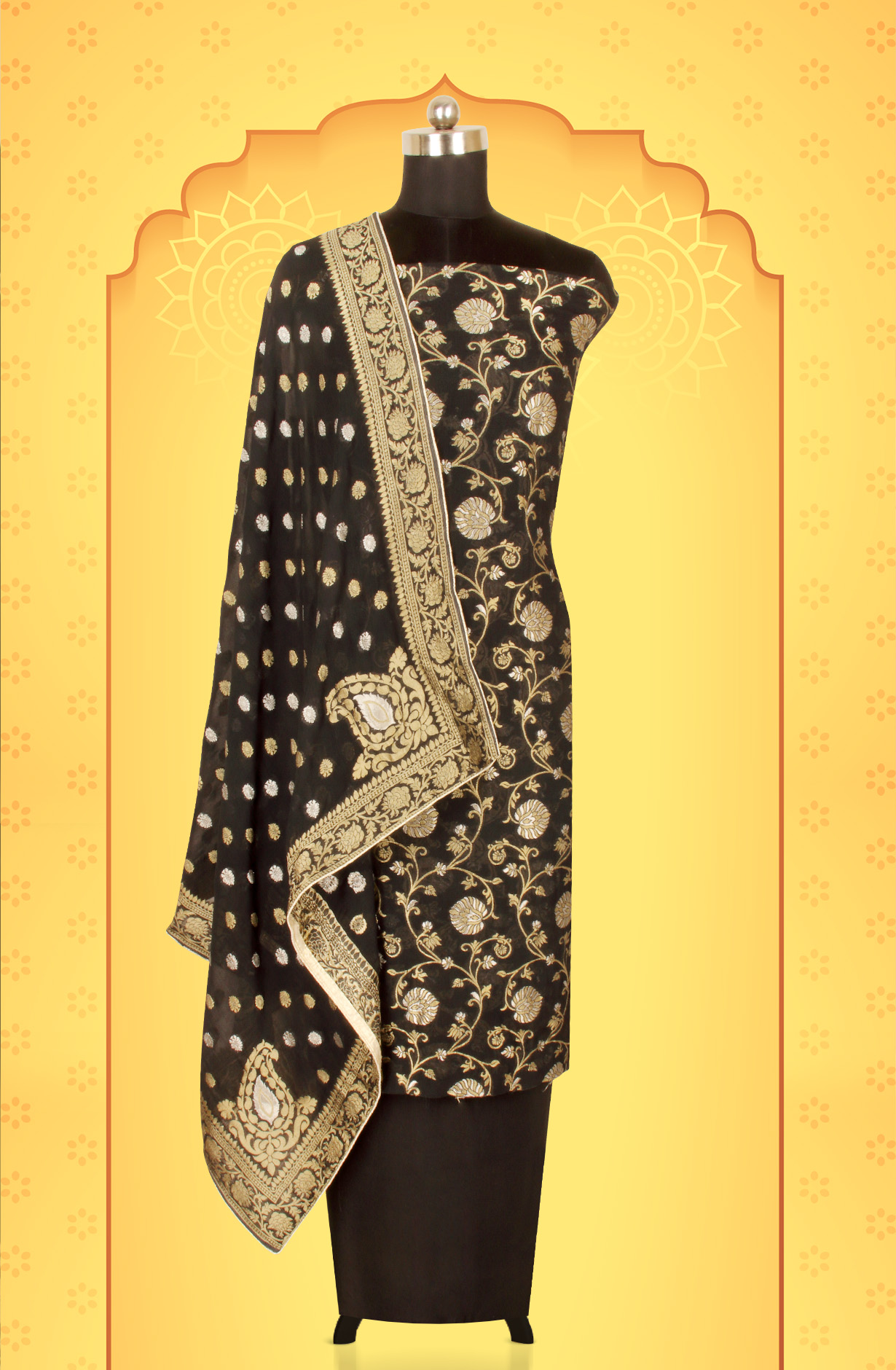 Black Designer Georgette Festive Wear Suit with Dupatta - GM7509-BLACK