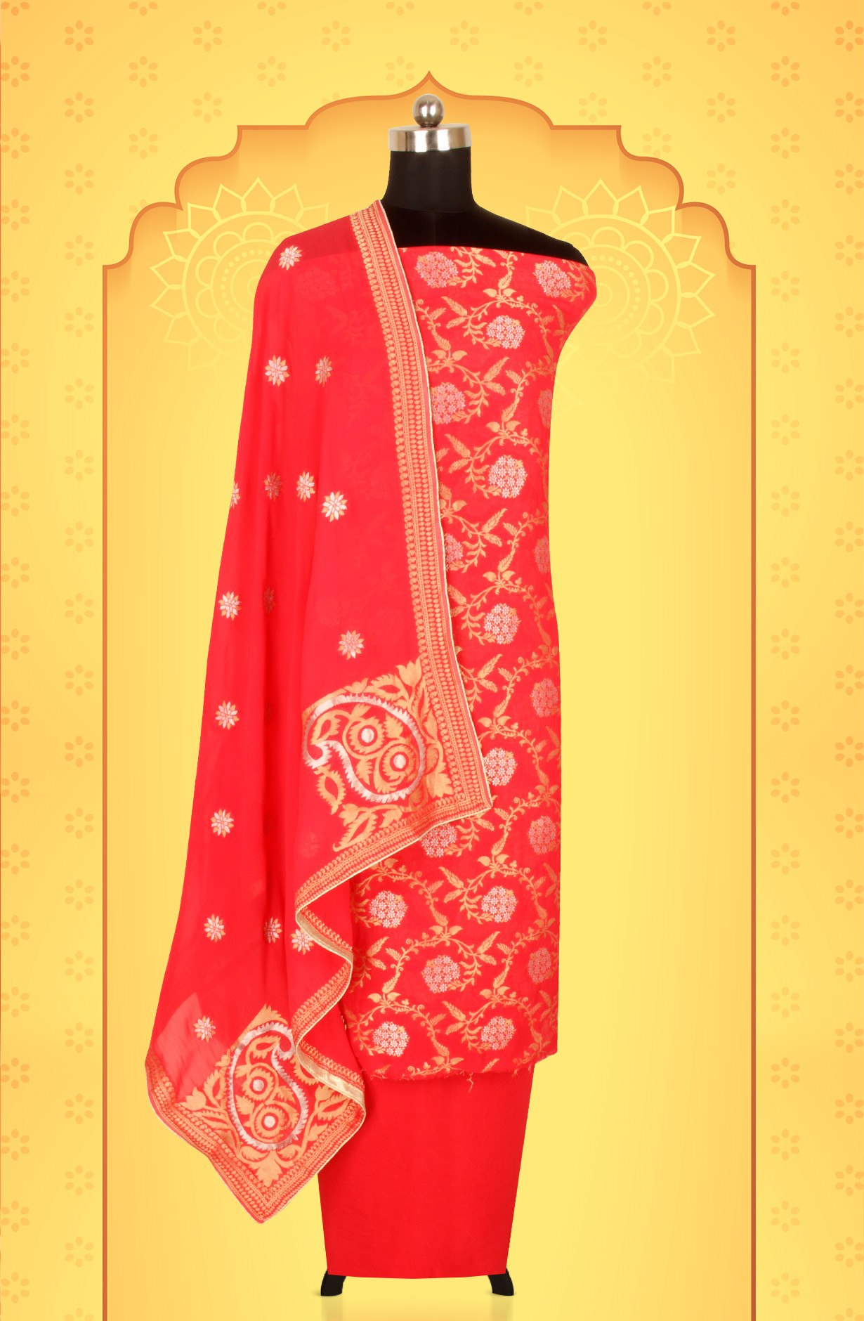 Coral Georgette Festive Wear Unstitched Salwar Kameez - GM7511-1253