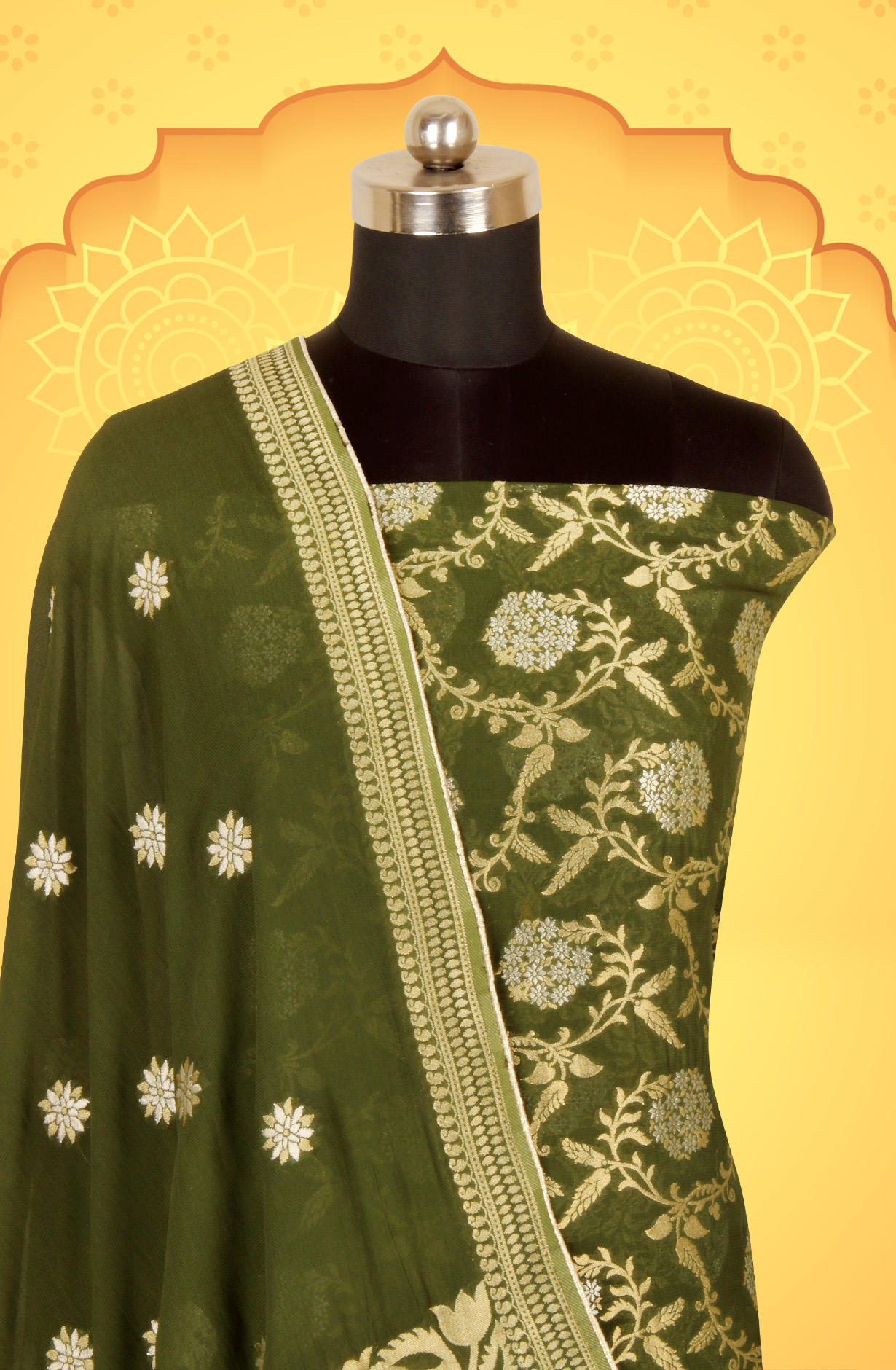 Bottle Green Designer Georgette Festive Wear Suit with Dupatta - GM7511-595