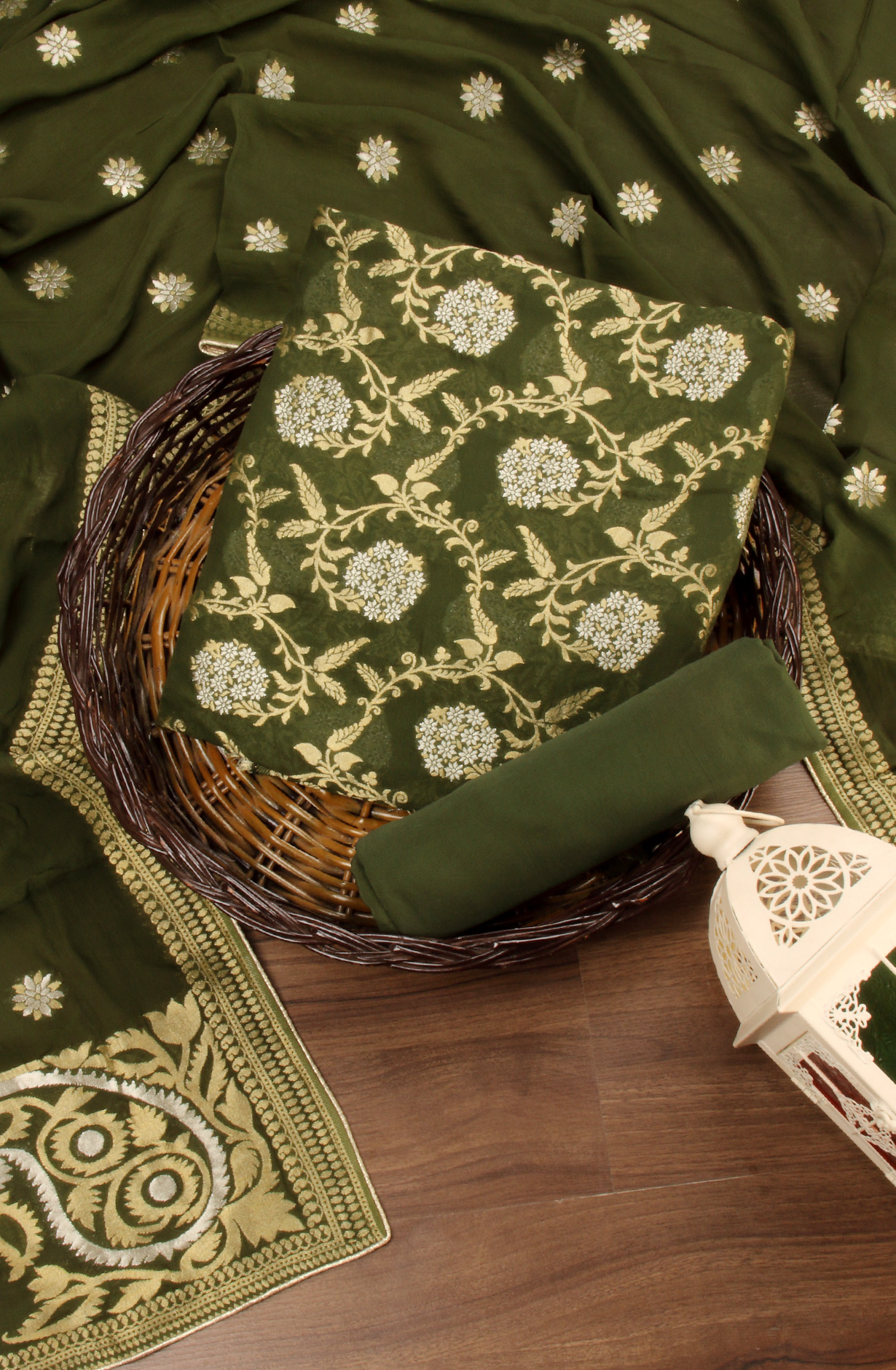 Bottle Green Designer Georgette Festive Wear Suit with Dupatta - GM7511-595