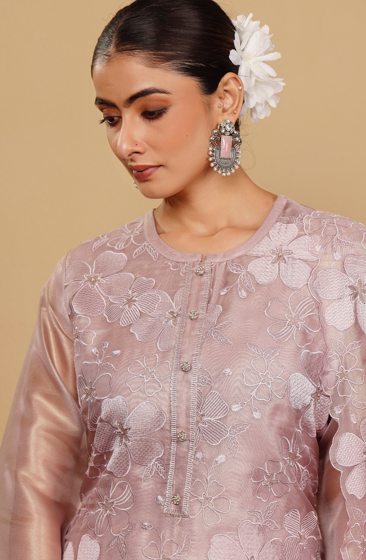Pink Exclusive Tissue Organza Embroidered Salwar Kameez - GOH2233A