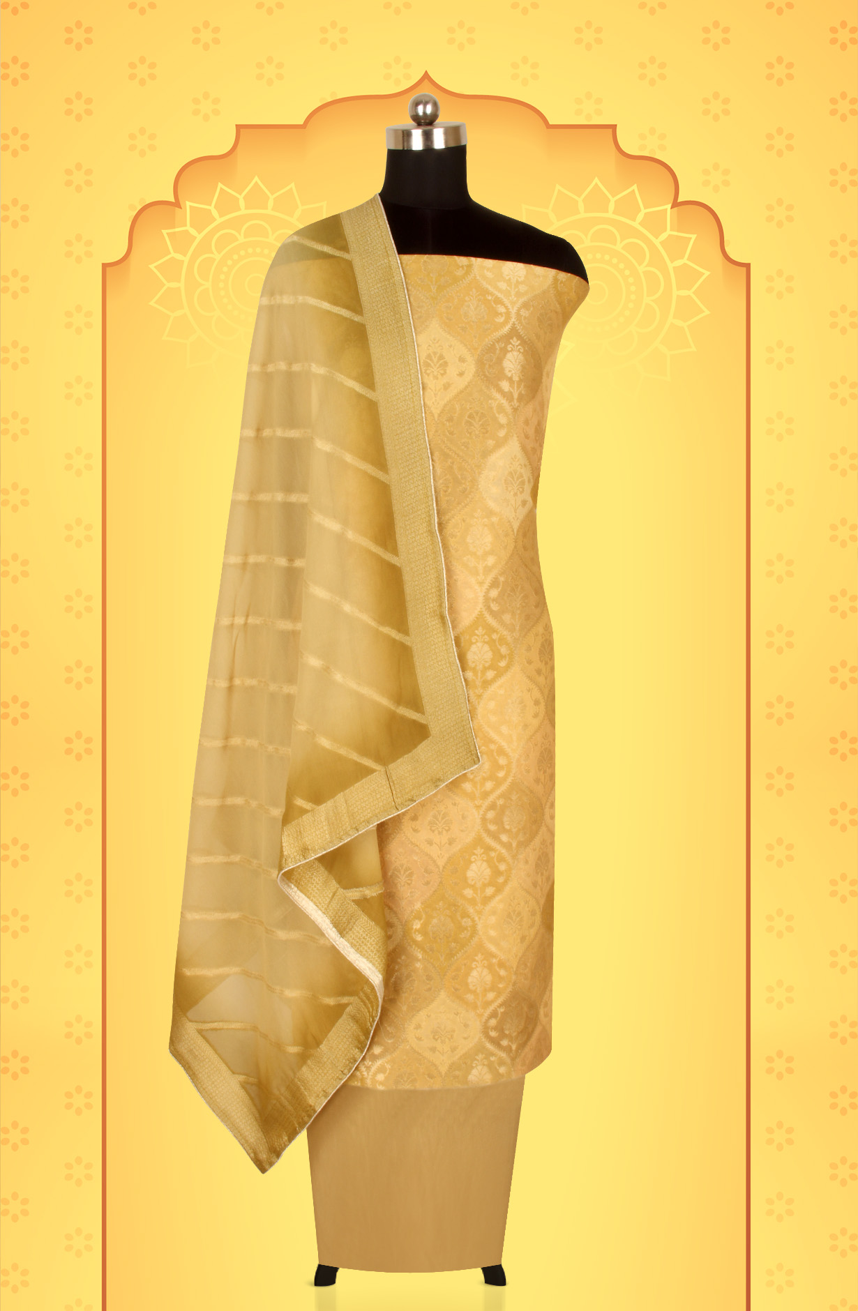 Mehndi Georgette Festive Wear Unstitched Salwar Kameez - GP7458-2341C