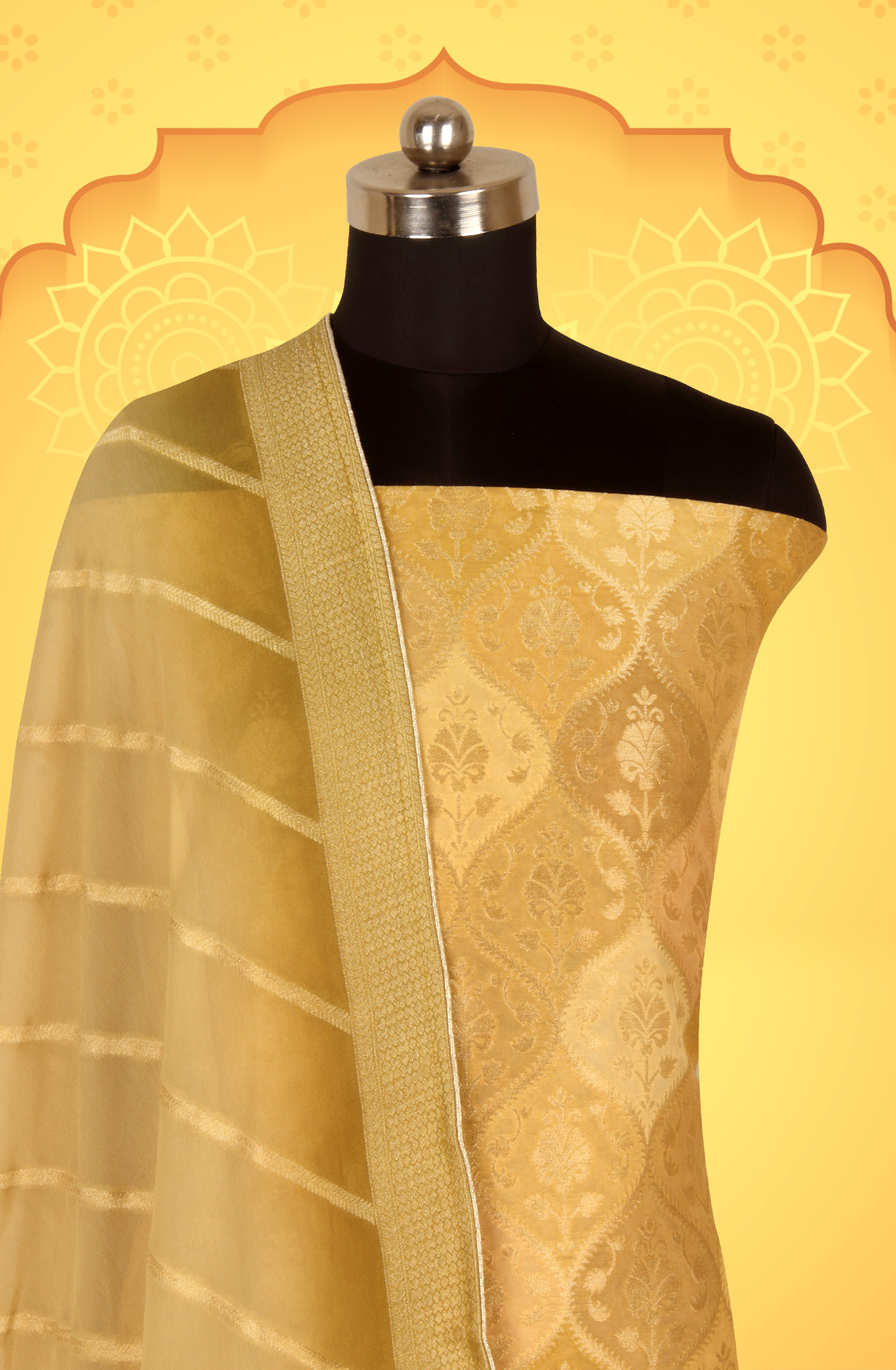 Mehndi Georgette Festive Wear Unstitched Salwar Kameez - GP7458-2341C