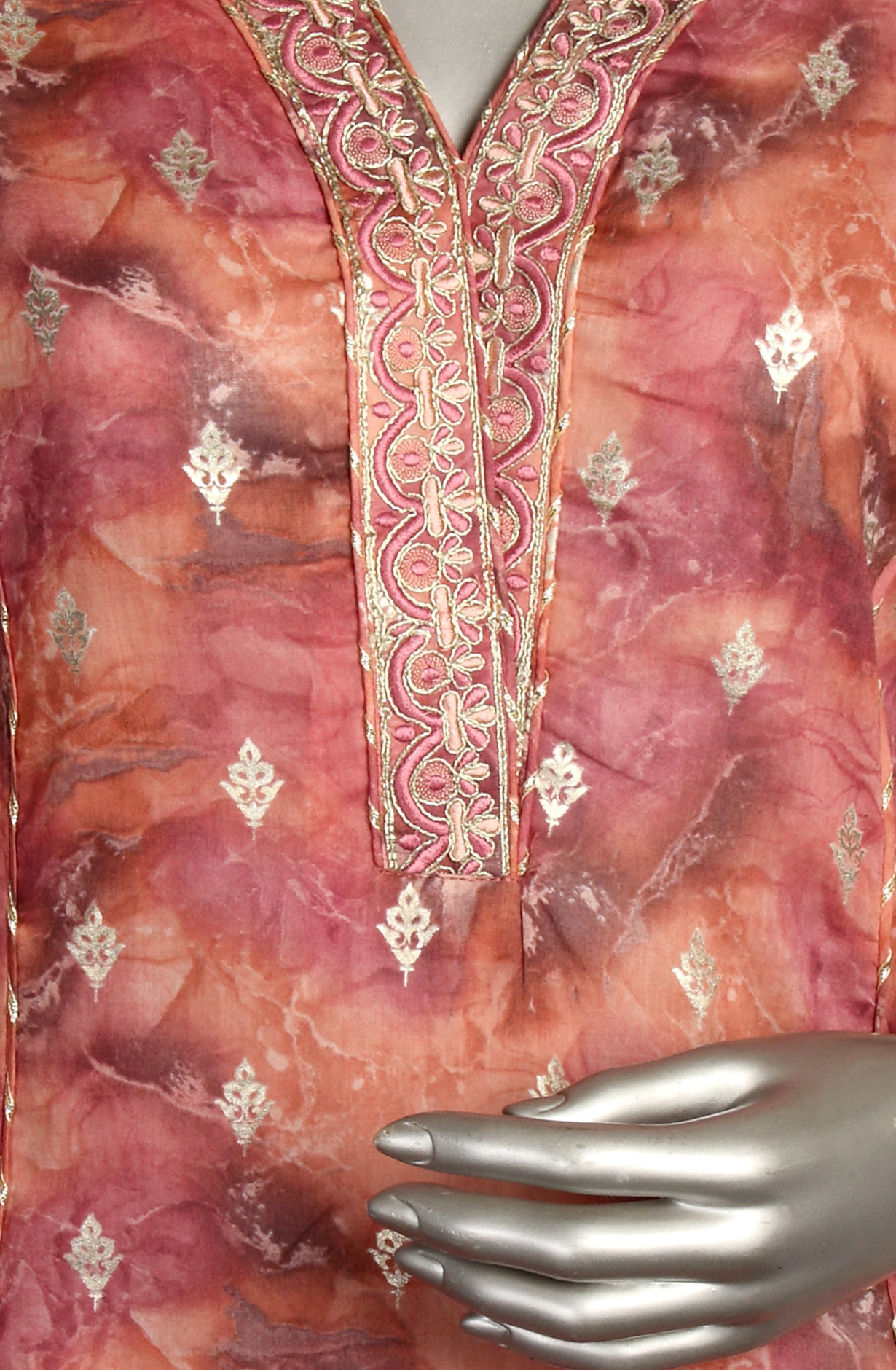 Ready-to-Wear Mauve Cotton Kurti Pant Set with Dupatta - HAPPY76885