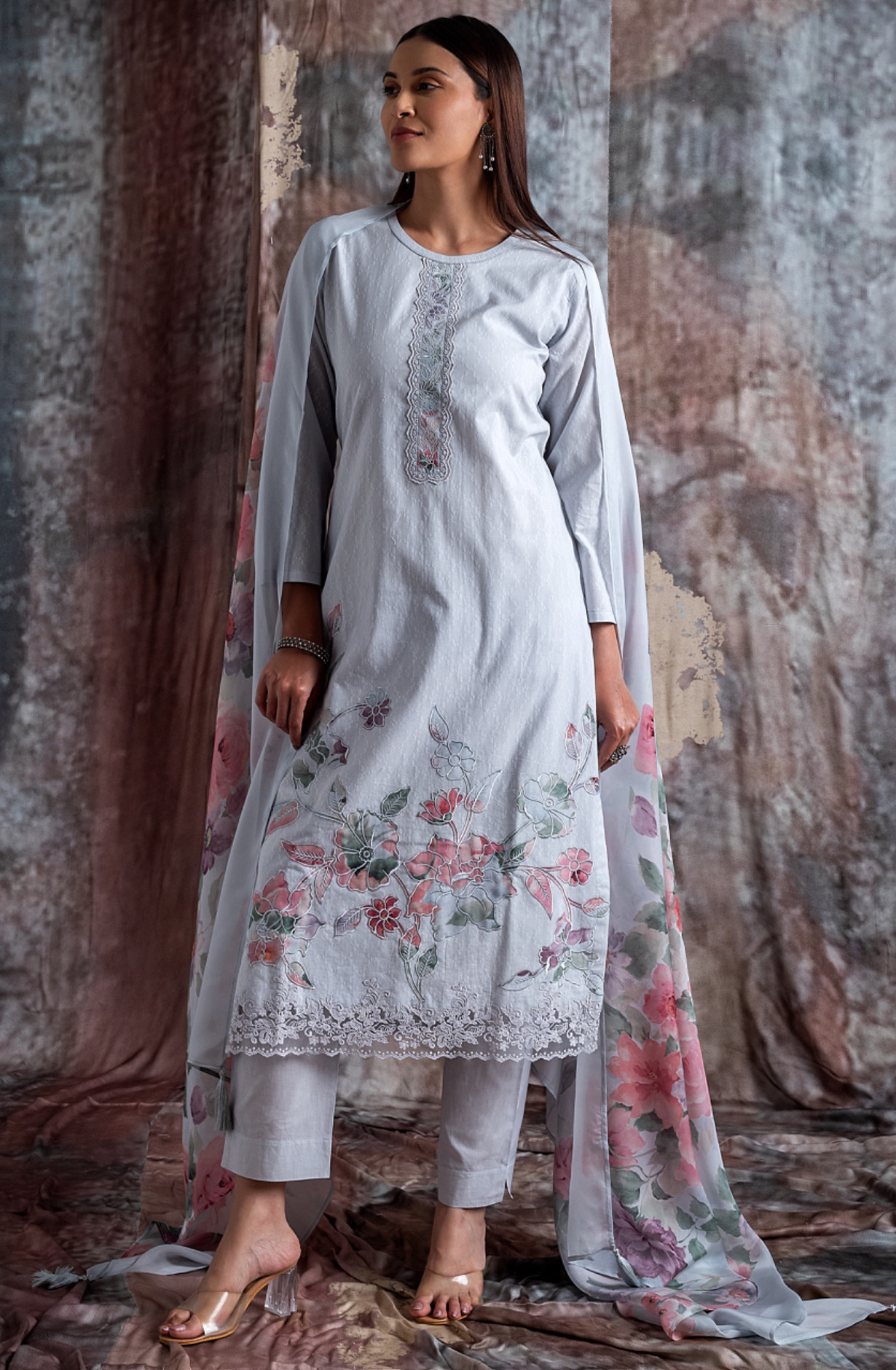 Cotton Suit Set with Beautiful Organza Dupatta - HUM2399A