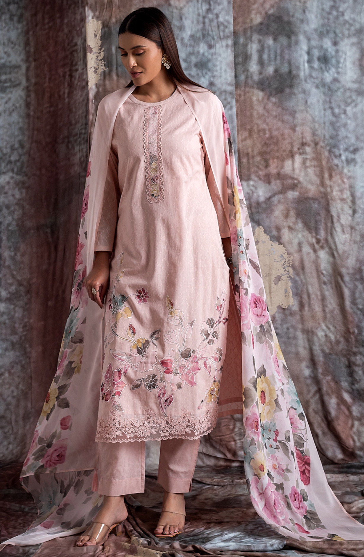 Cotton Suit Set with Beautiful Organza Dupatta - HUM2399C