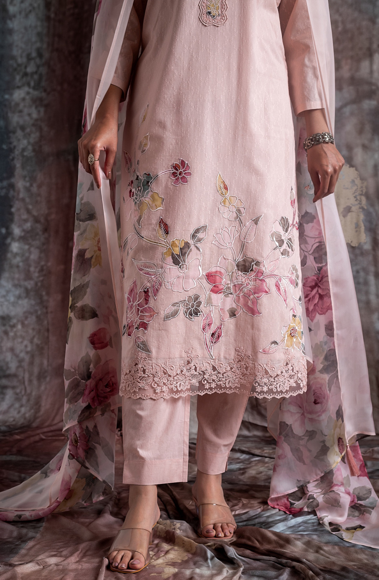 Cotton Suit Set with Beautiful Organza Dupatta - HUM2399C