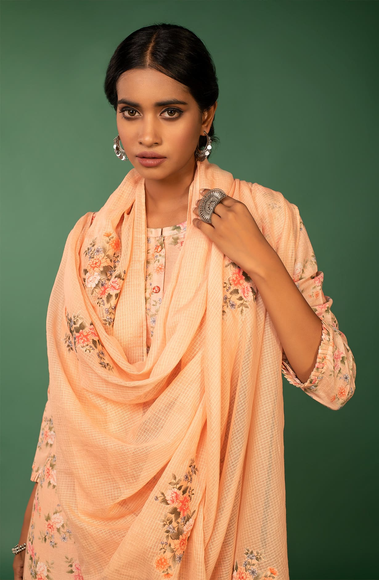 Peach Linen Unstitched Exclusive Salwar Kameez - IDA1382