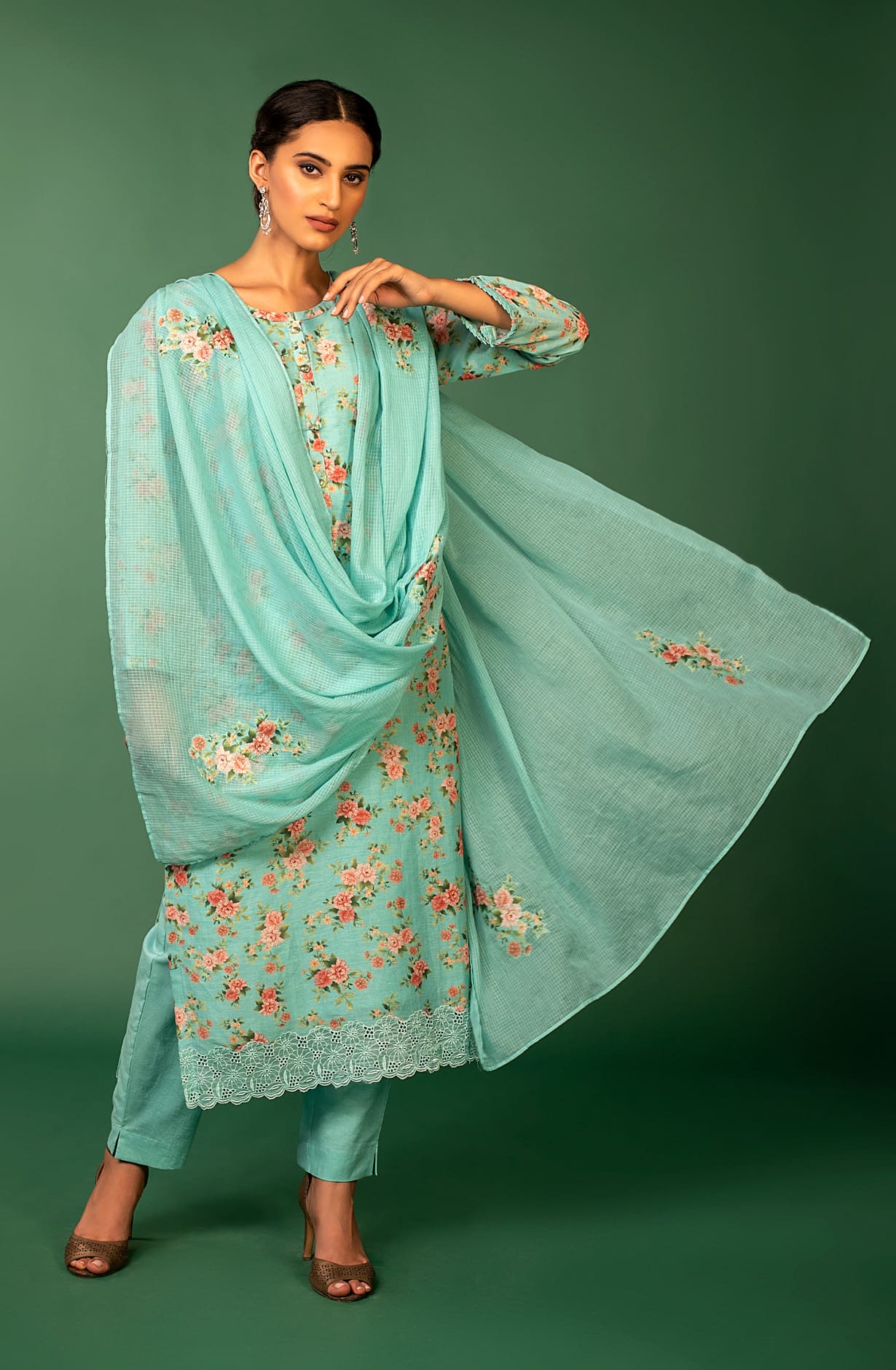 Firozi Linen Unstitched Exclusive Salwar Kameez - IDA1384