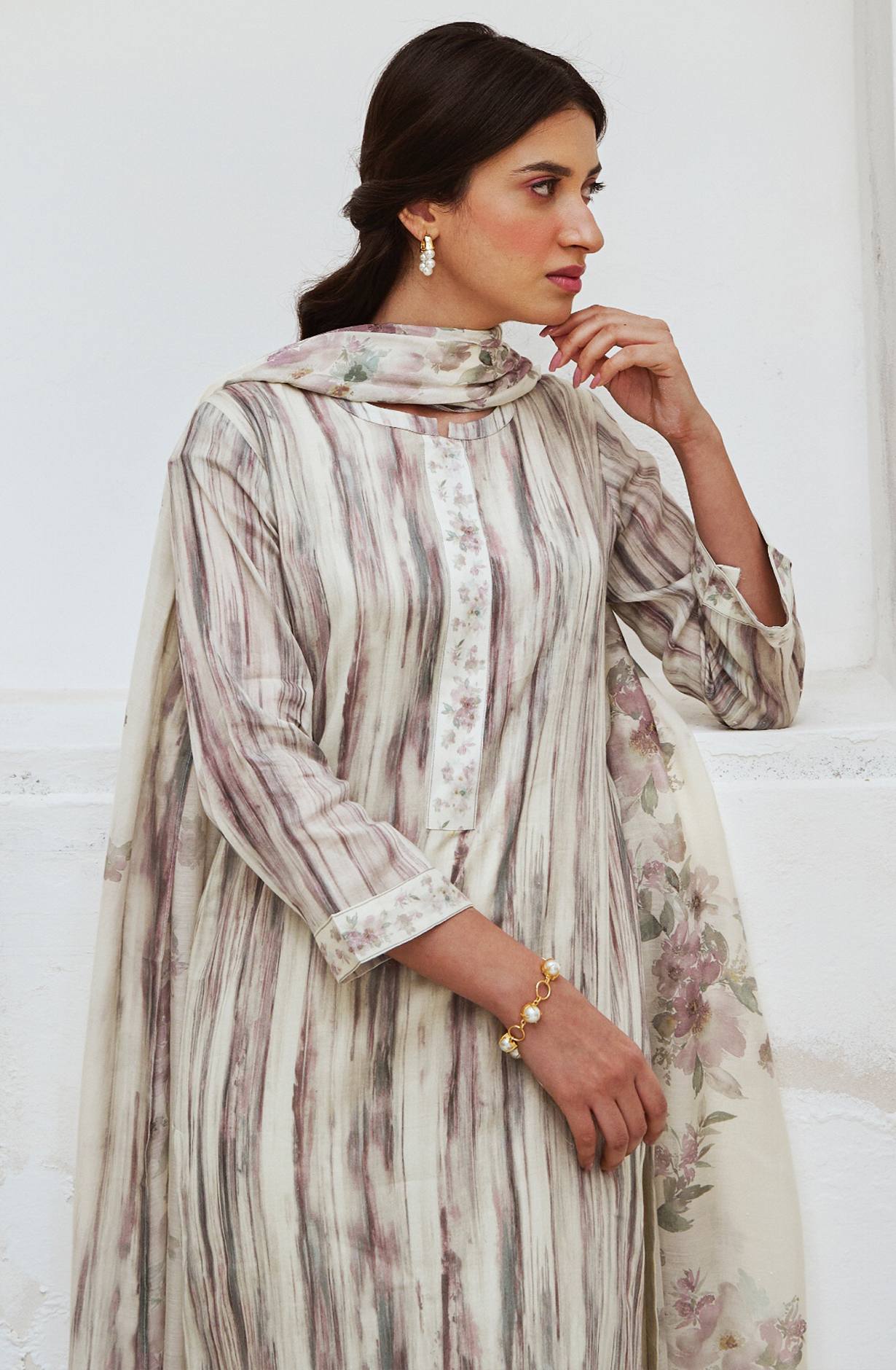 Cotton Suit set with Muslin Dupatta - IRAW2206A