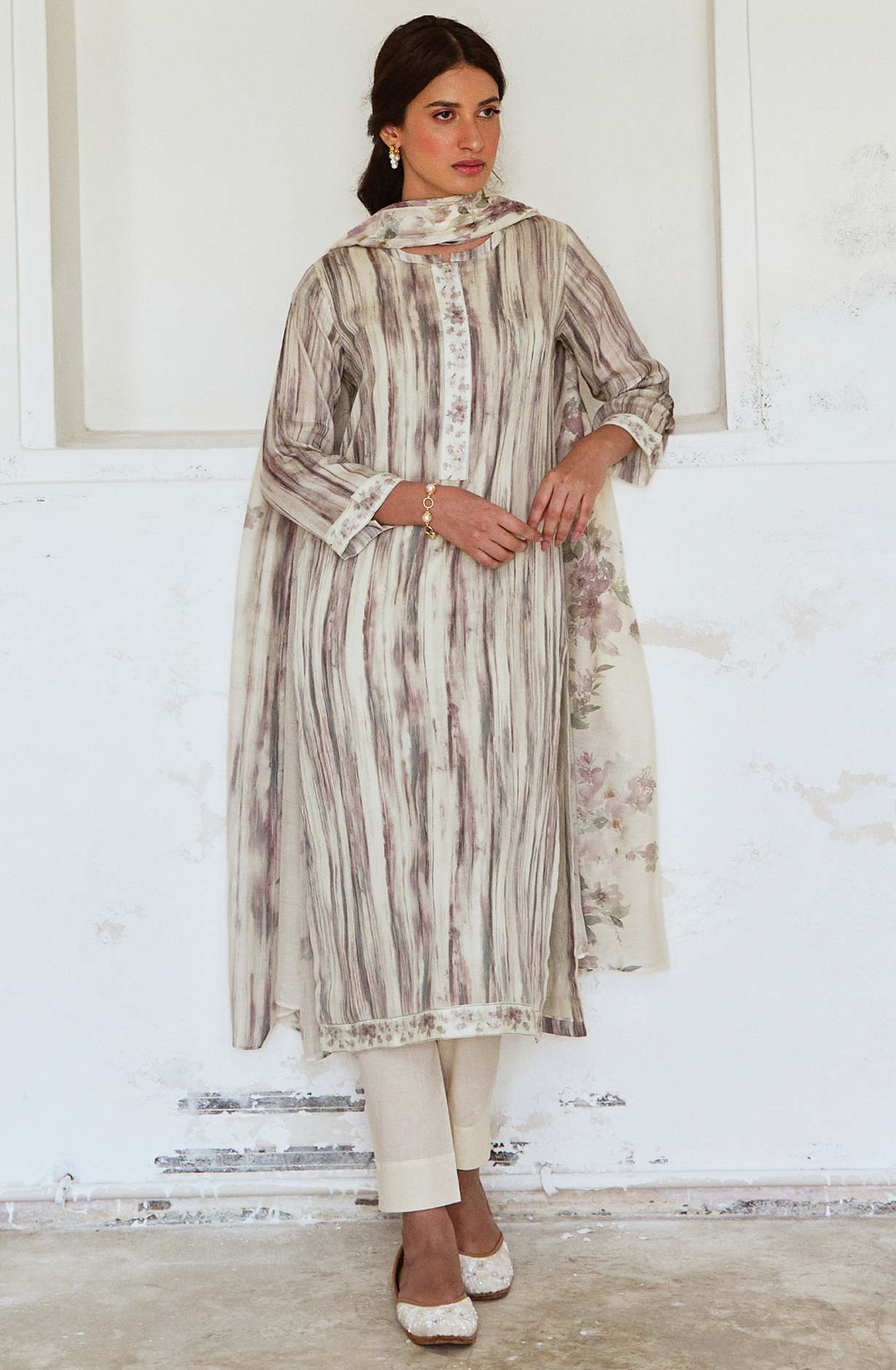 Cotton Suit set with Muslin Dupatta - IRAW2206A