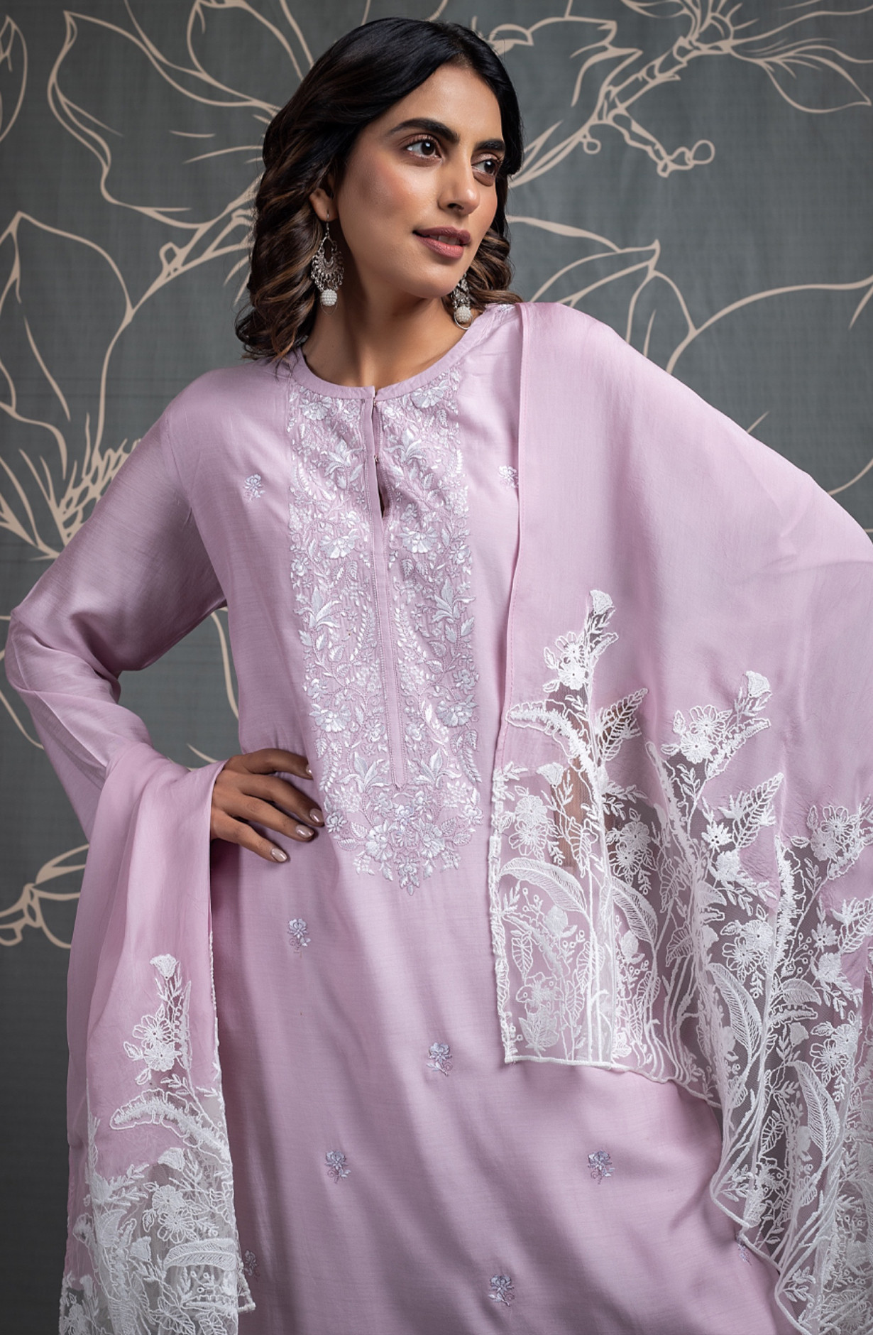 Beautiful Pure Muslin Suit with Embroidery - ITA2380A