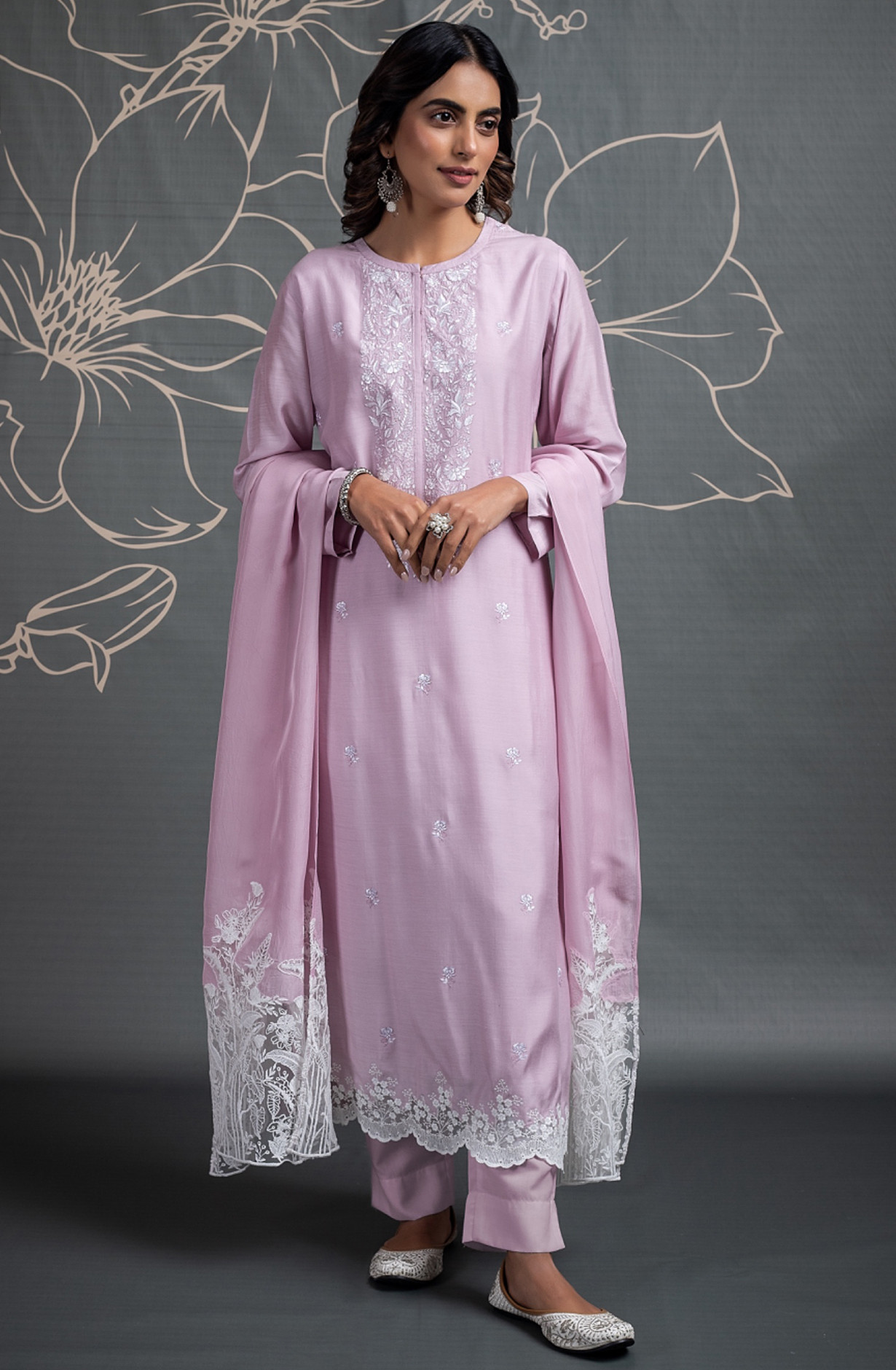 Beautiful Pure Muslin Suit with Embroidery - ITA2380A