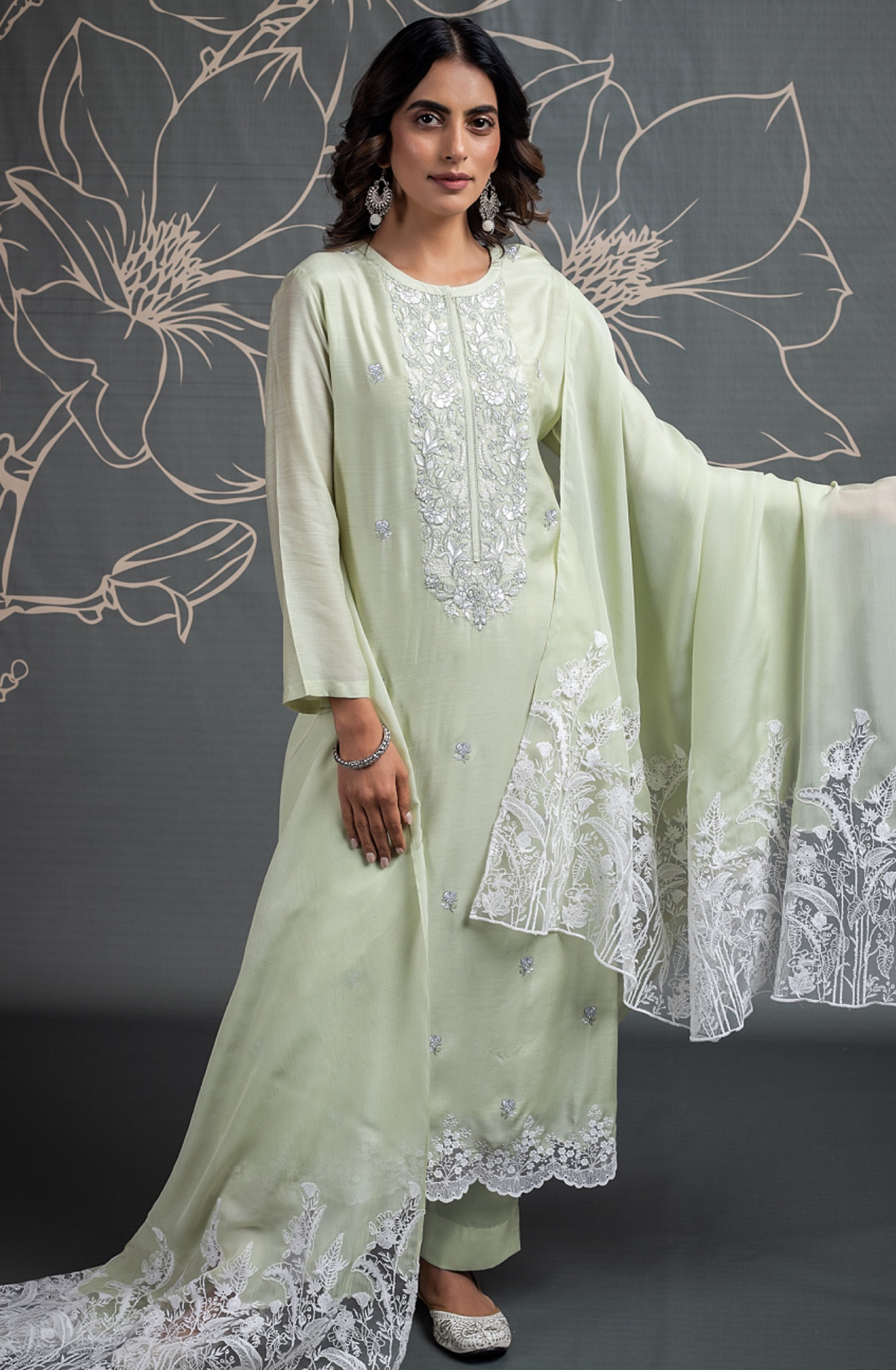Beautiful Pure Muslin Suit with Embroidery - ITA2380B