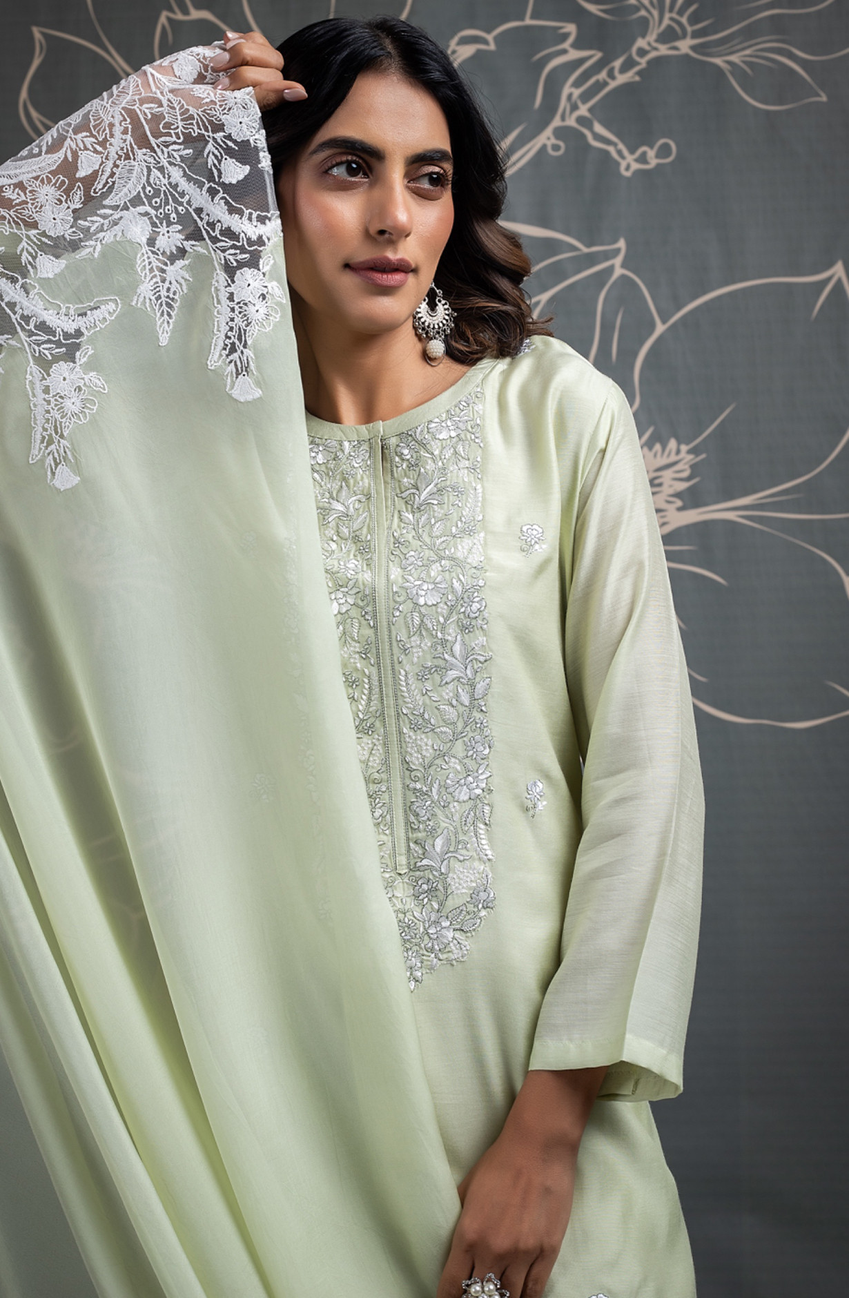 Beautiful Pure Muslin Suit with Embroidery - ITA2380B