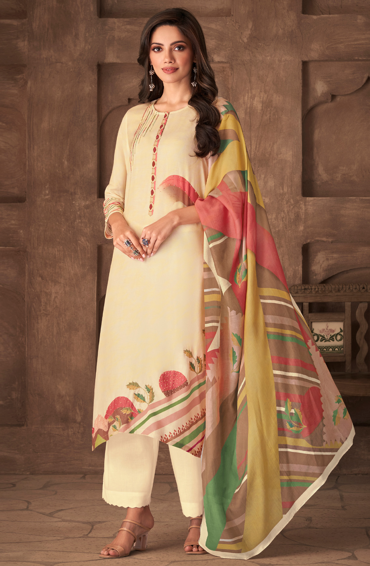 Fawn Cotton Digital Printed Unstitched Salwar Kameez - ITR548