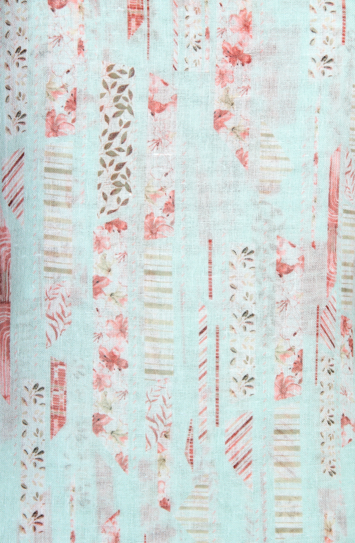 Sea Green Linen Exclusive Digital Print Suit-sets - IVO1795A