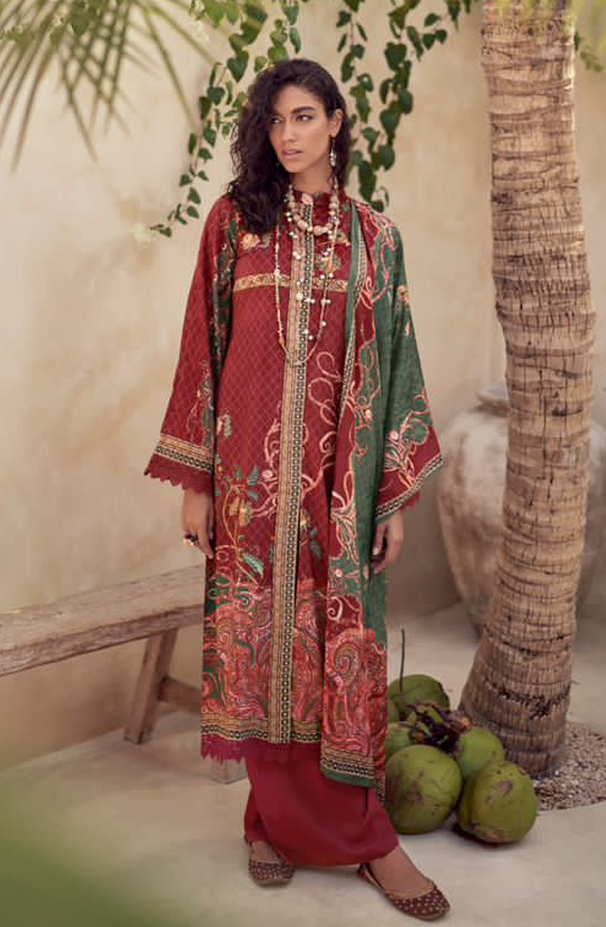 Maroon Beautiful Velvet Unstitched Printed Salwar Kameez - IZH42004