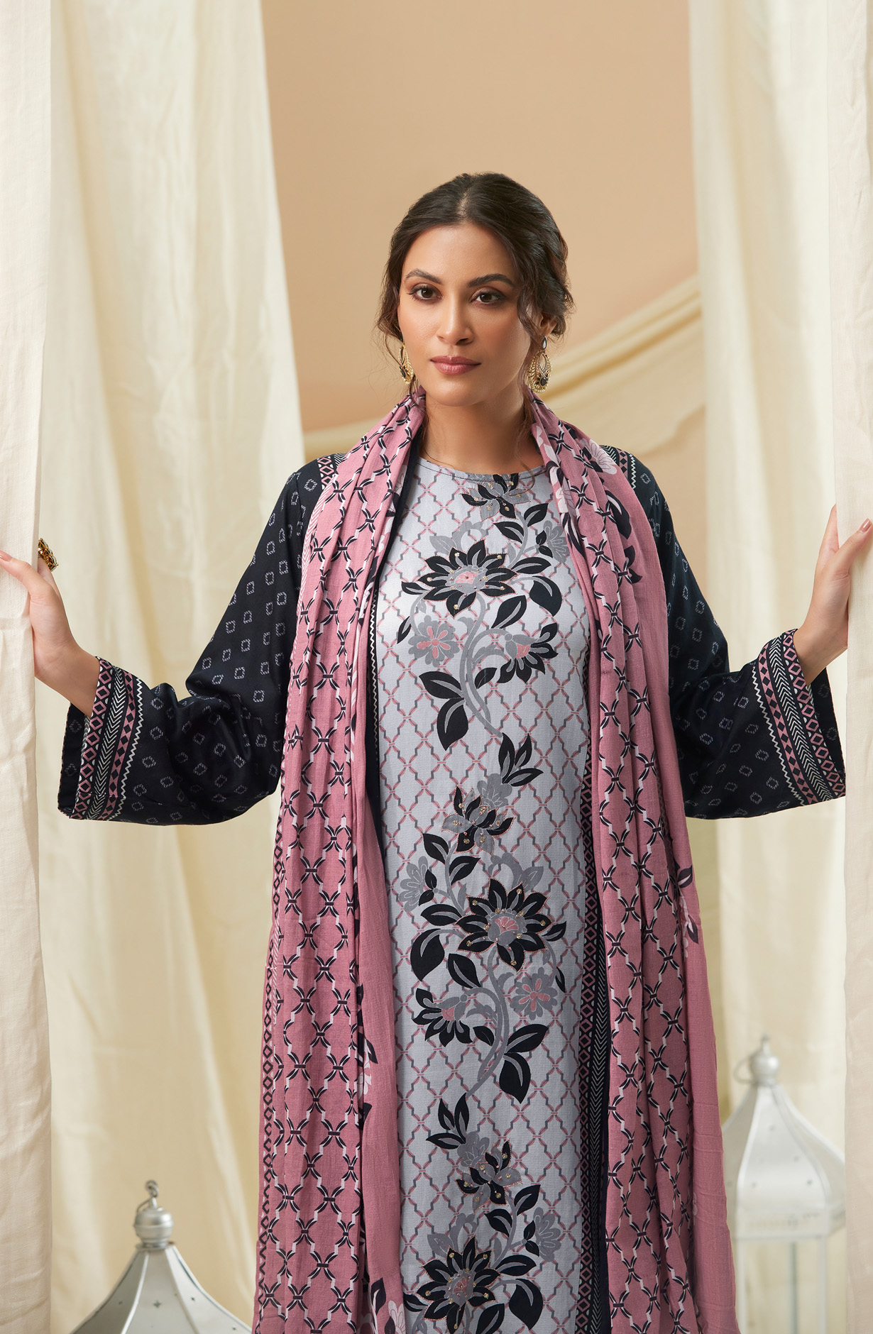 Black Cotton Digital Printed Unstitched Salwar Suit - IZH826