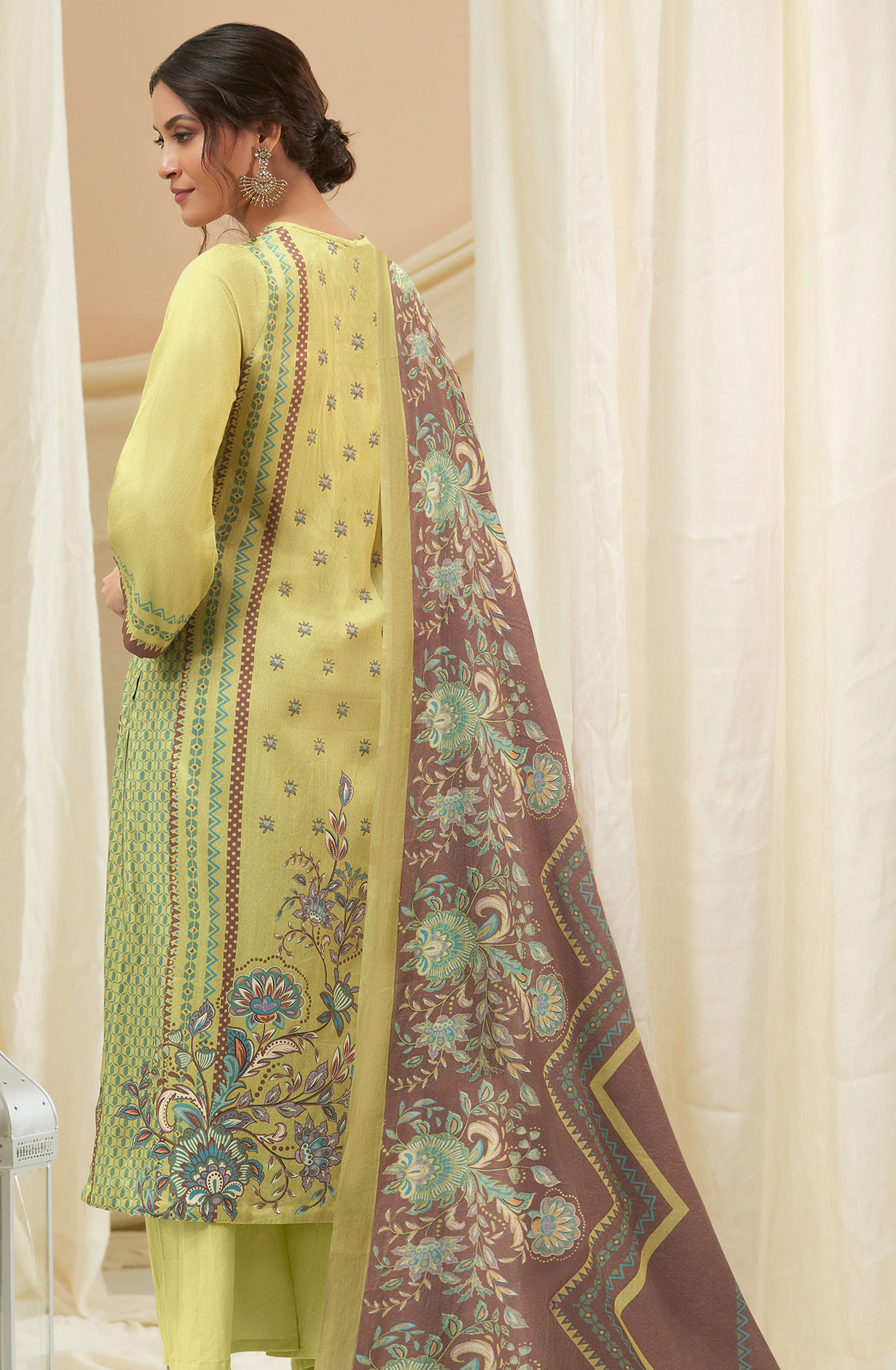 Mehndi Green Cotton Digital Printed Unstitched Salwar Suit - IZH865