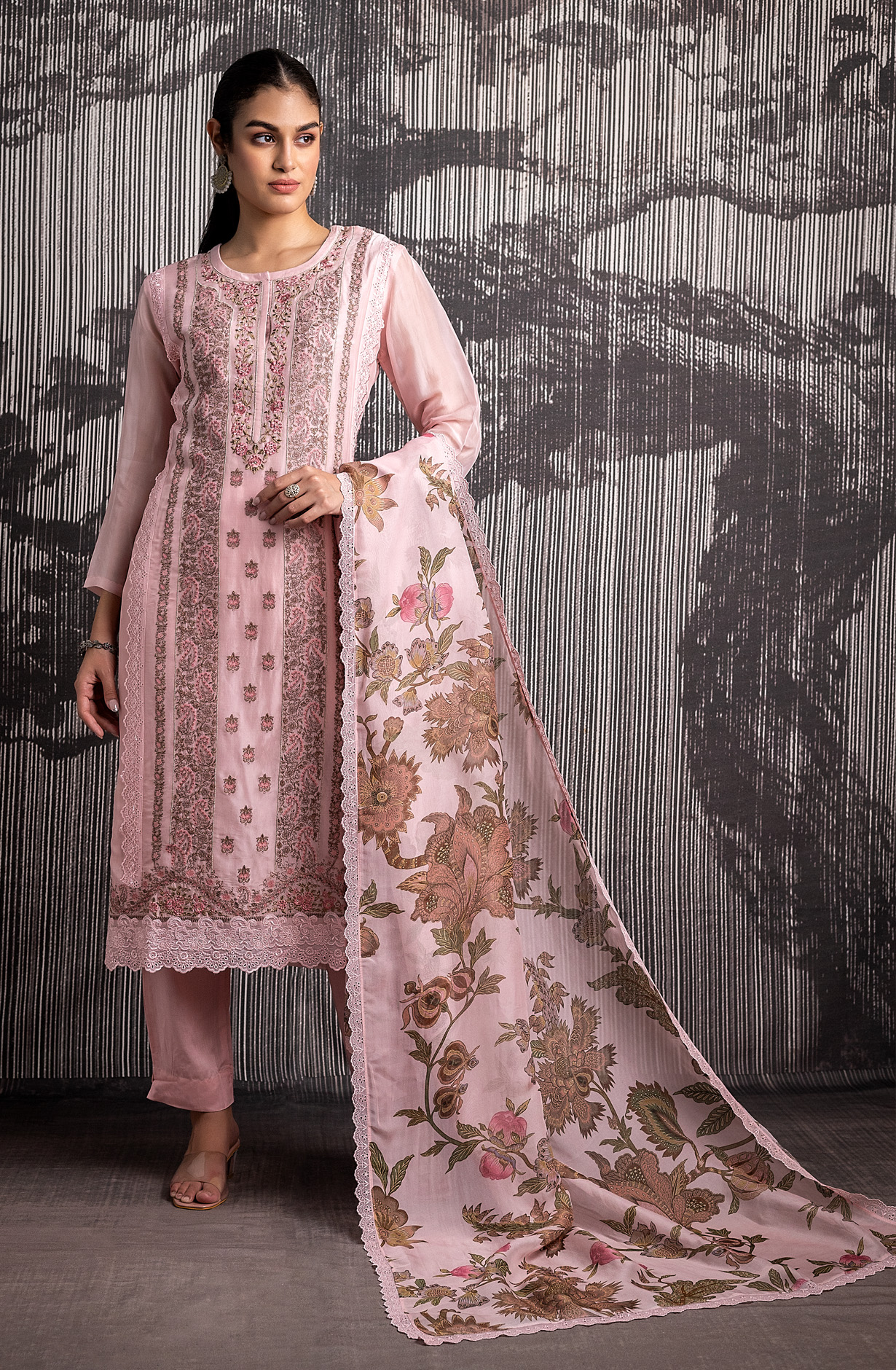 Pink Organza Beautiful Embroidered Salwar Kameez with Dupatta - JAC1962B