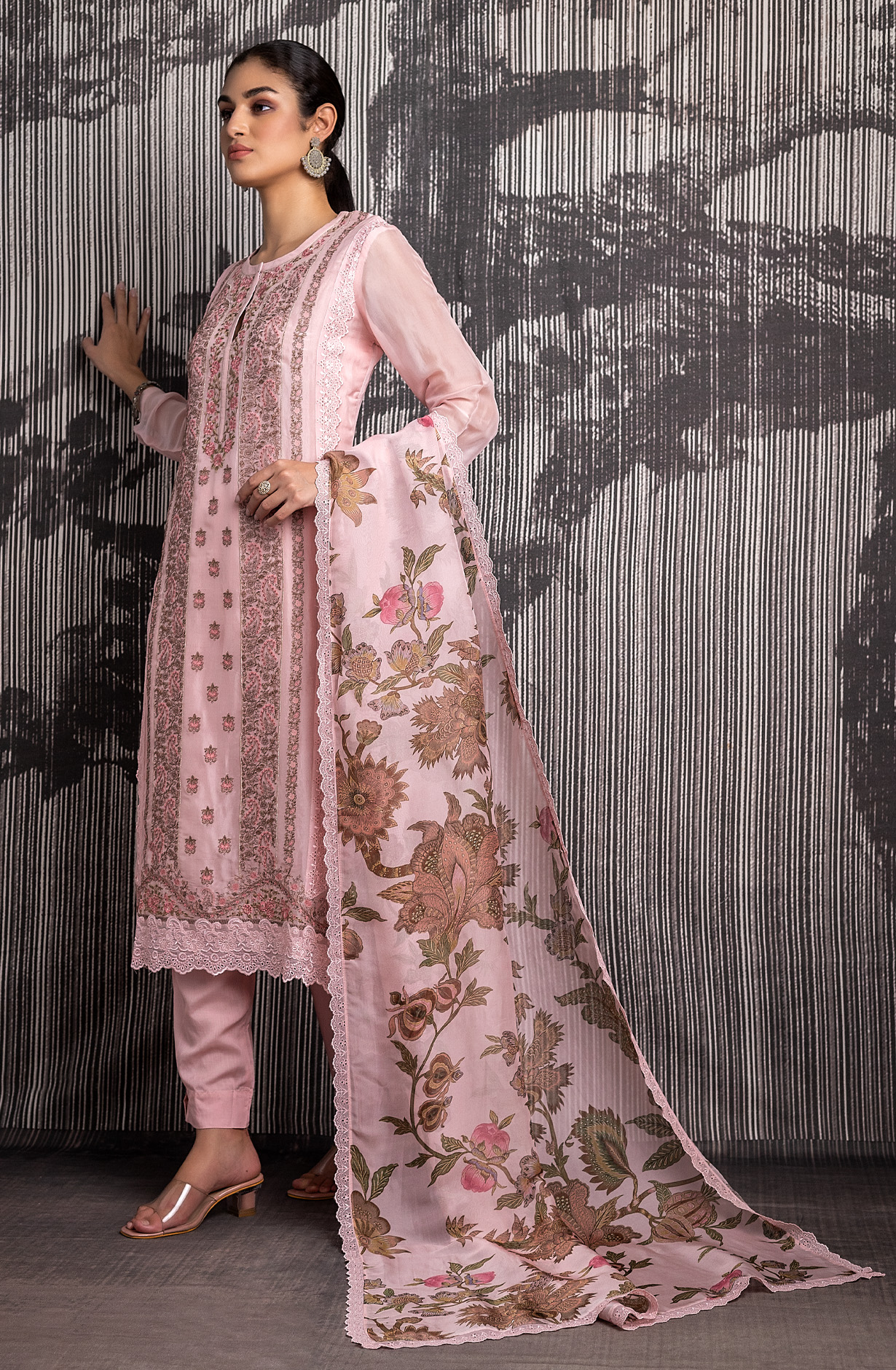 Pink Organza Beautiful Embroidered Salwar Kameez with Dupatta - JAC1962B