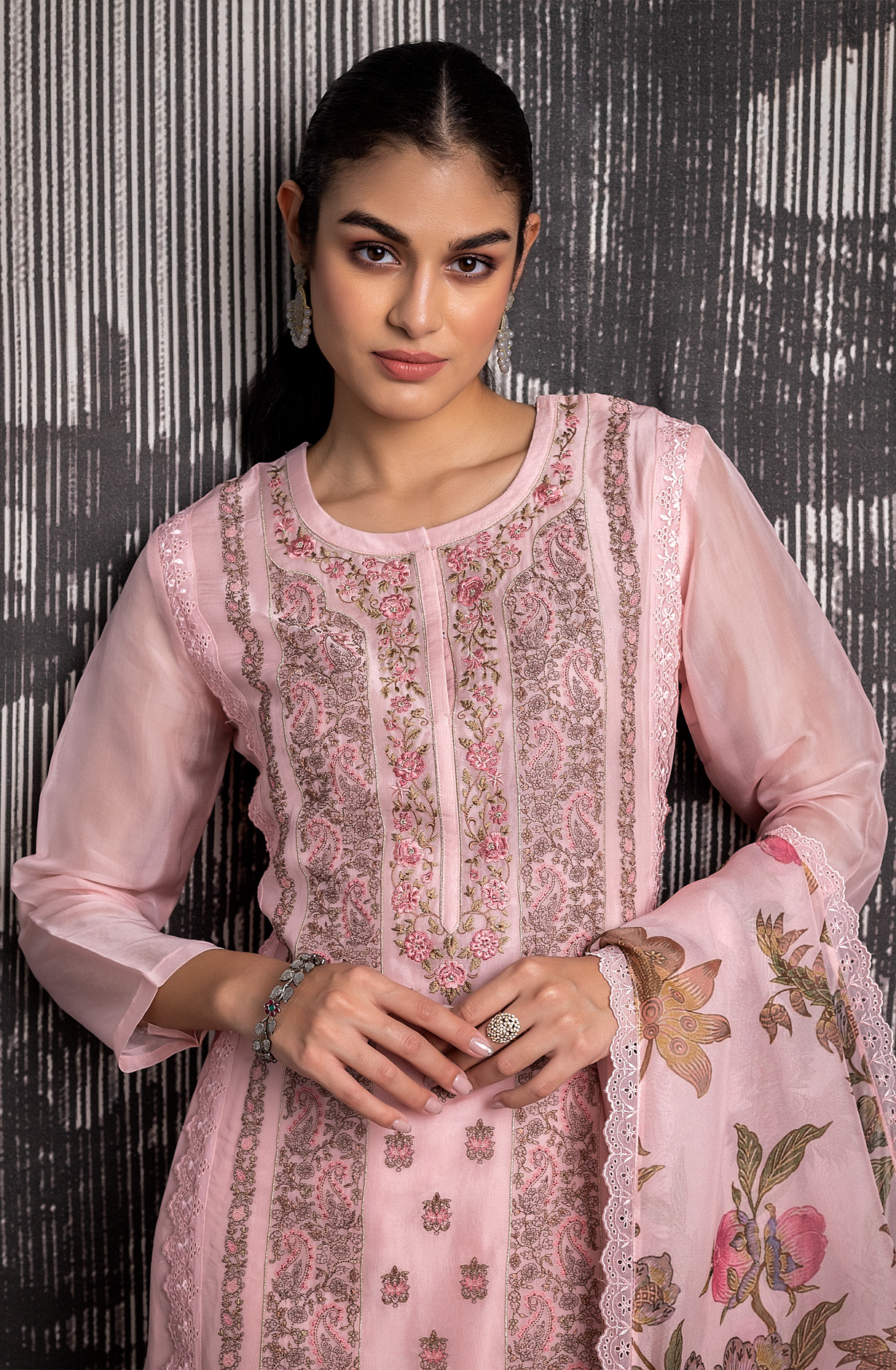 Pink Organza Beautiful Embroidered Salwar Kameez with Dupatta - JAC1962B