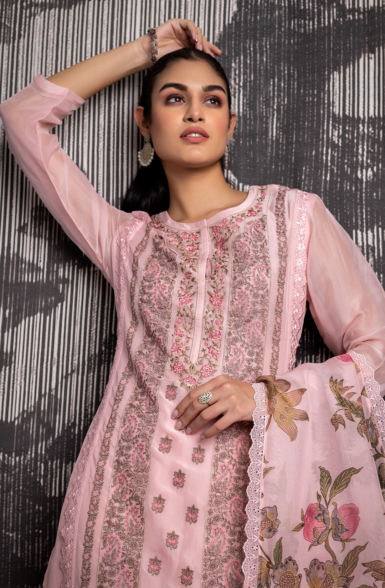 Pink Organza Beautiful Embroidered Salwar Kameez with Dupatta - JAC1962B
