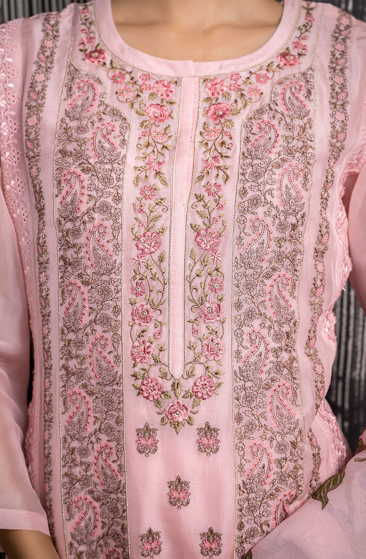 Pink Organza Beautiful Embroidered Salwar Kameez with Dupatta - JAC1962B