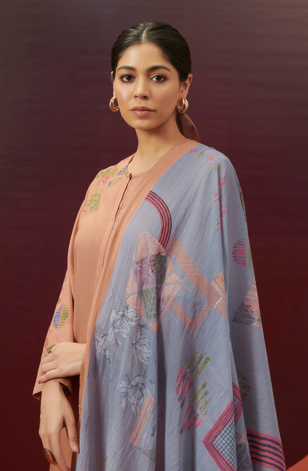 Peach Cotton Beautiful Digital Printed Unstitched Salwar Suit - JAH940