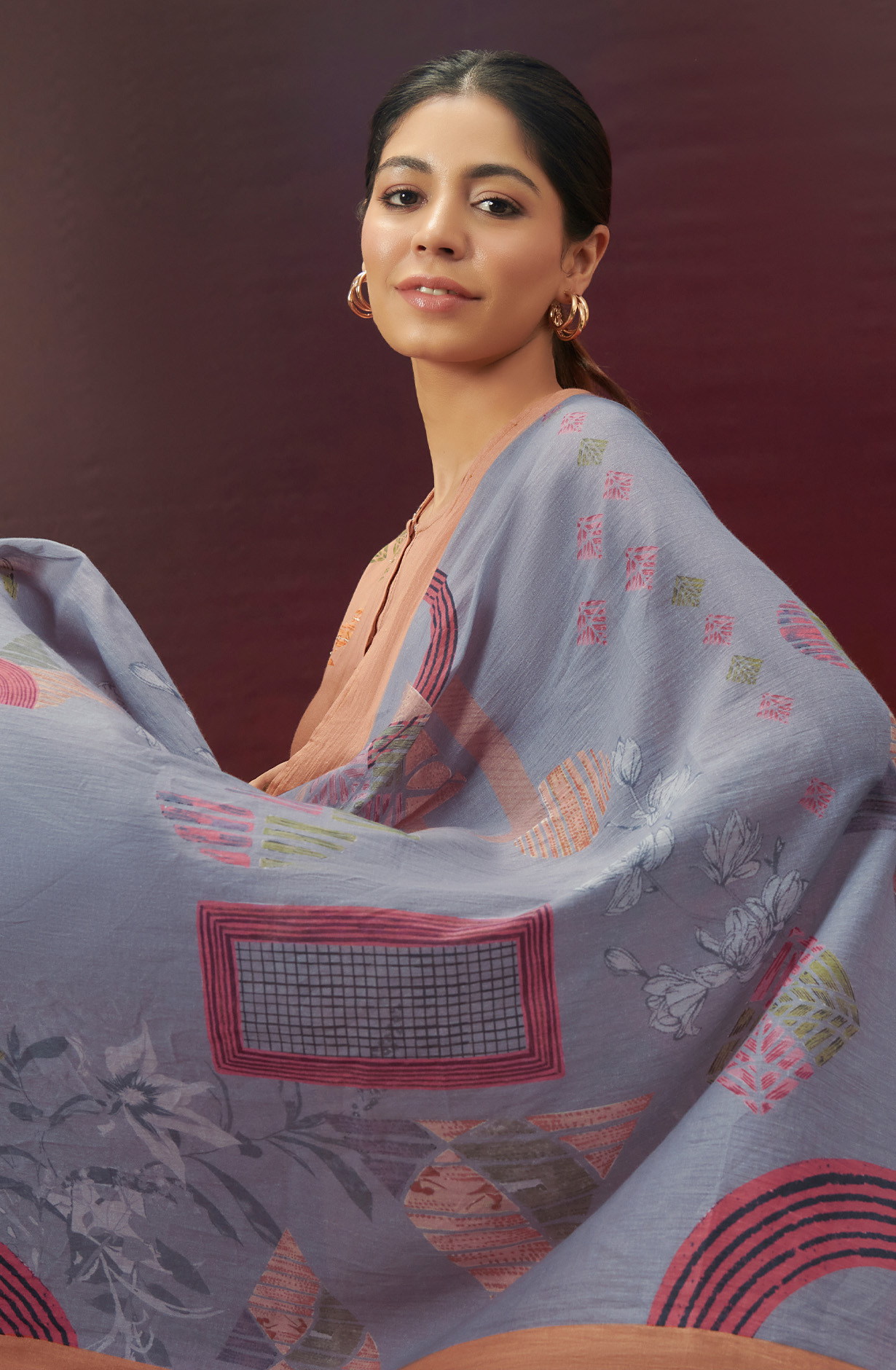 Peach Cotton Beautiful Digital Printed Unstitched Salwar Suit - JAH940