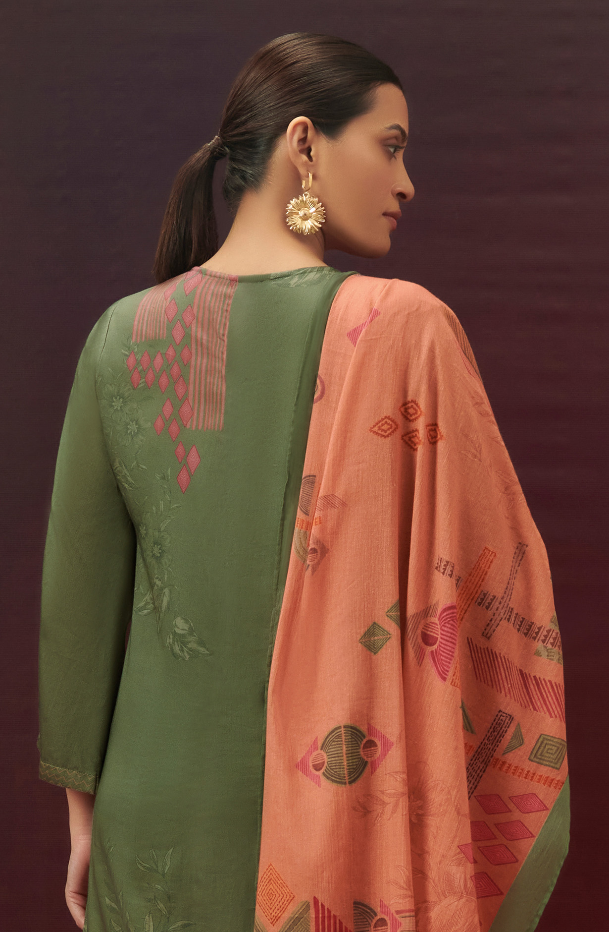 Bottle Green Cotton Beautiful Digital Printed Unstitched Suit - JAH963