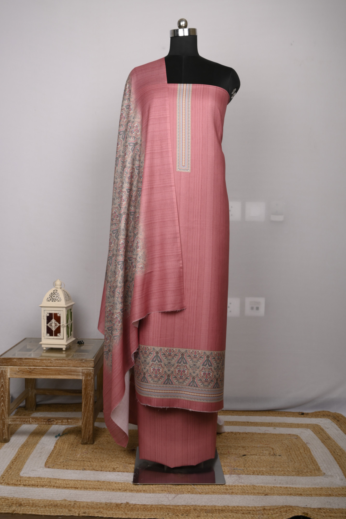 Pink Spun Suit Set with Spun Dupatta - 131-1811B