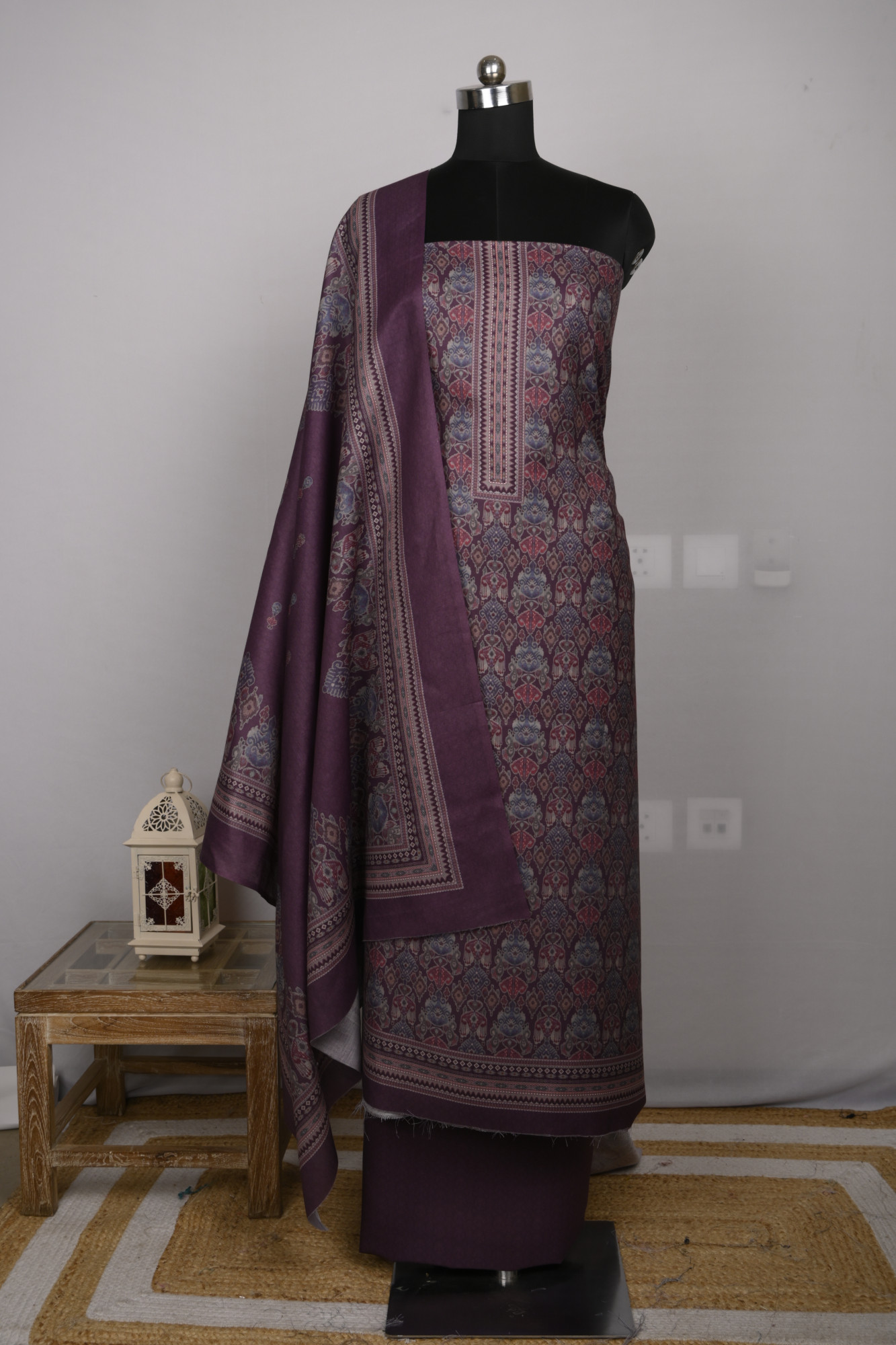 Purple Spun Suit Set with Spun Dupatta - 131-1586C