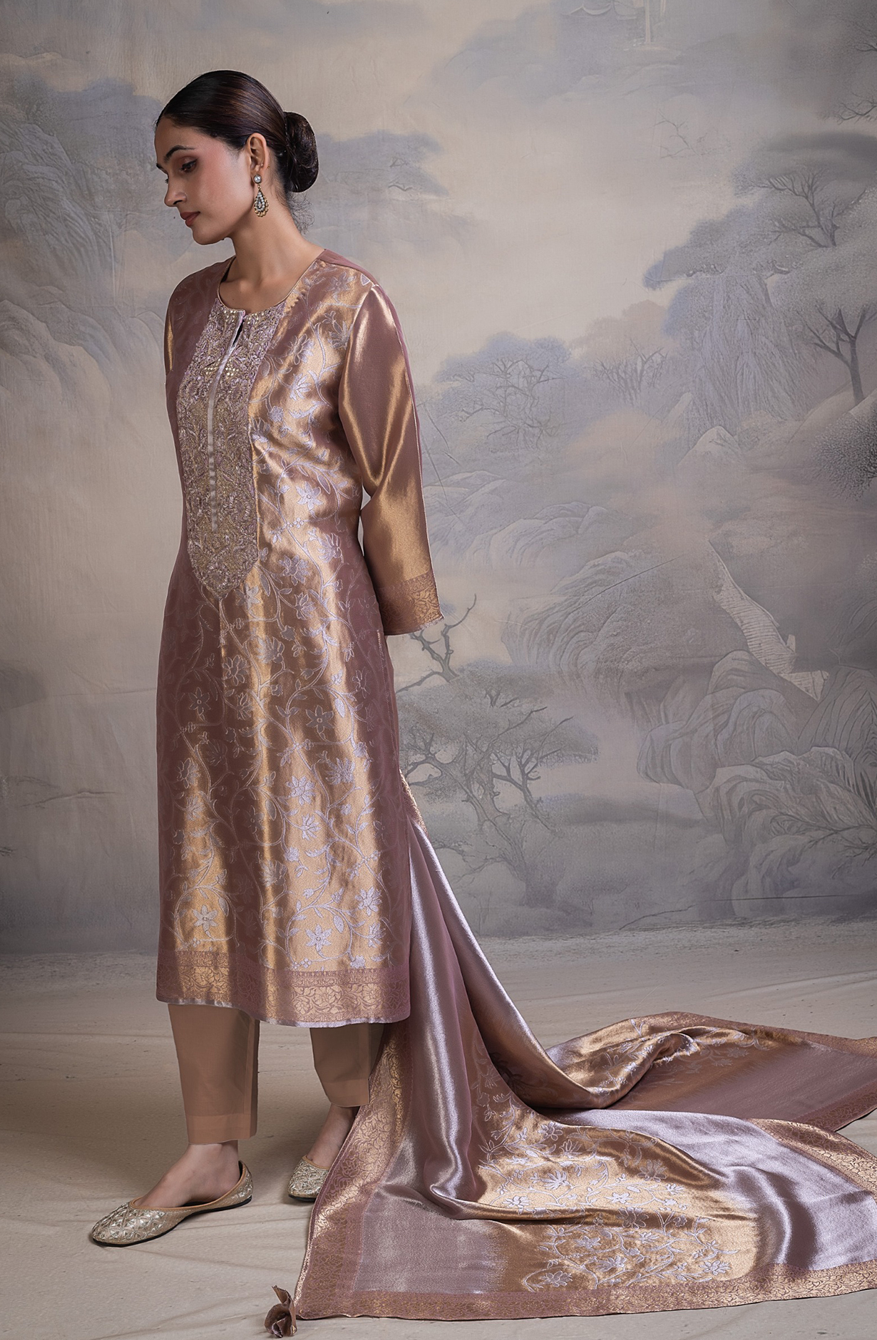 Pink Madurai silk jacquard Unstitched Suit with Beautiful Dupatta- R157-SPR2855