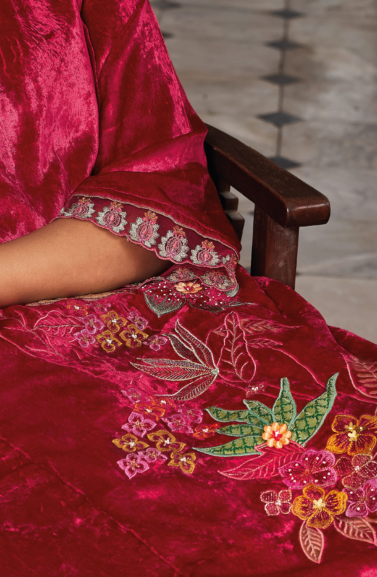 Rani Pink Designer Wedding Wear Luxe Velvet Suit-sets - JHAC1532