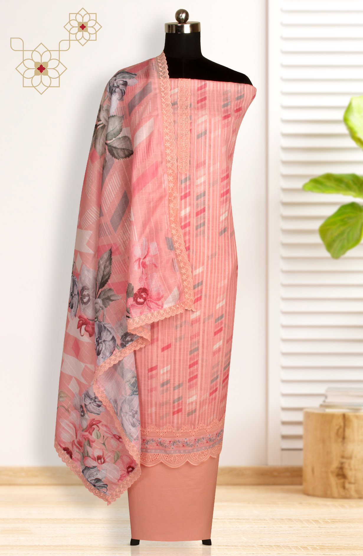 Pink Linen Exclusive Digital Print Suit-sets with Dupatta - JOA1866A