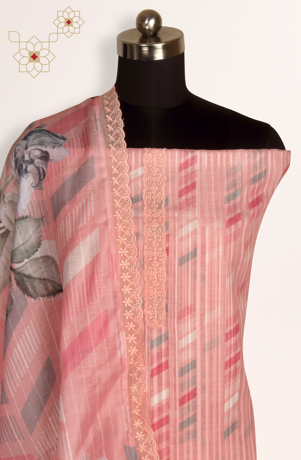 Pink Linen Exclusive Digital Print Suit-sets with Dupatta - JOA1866A