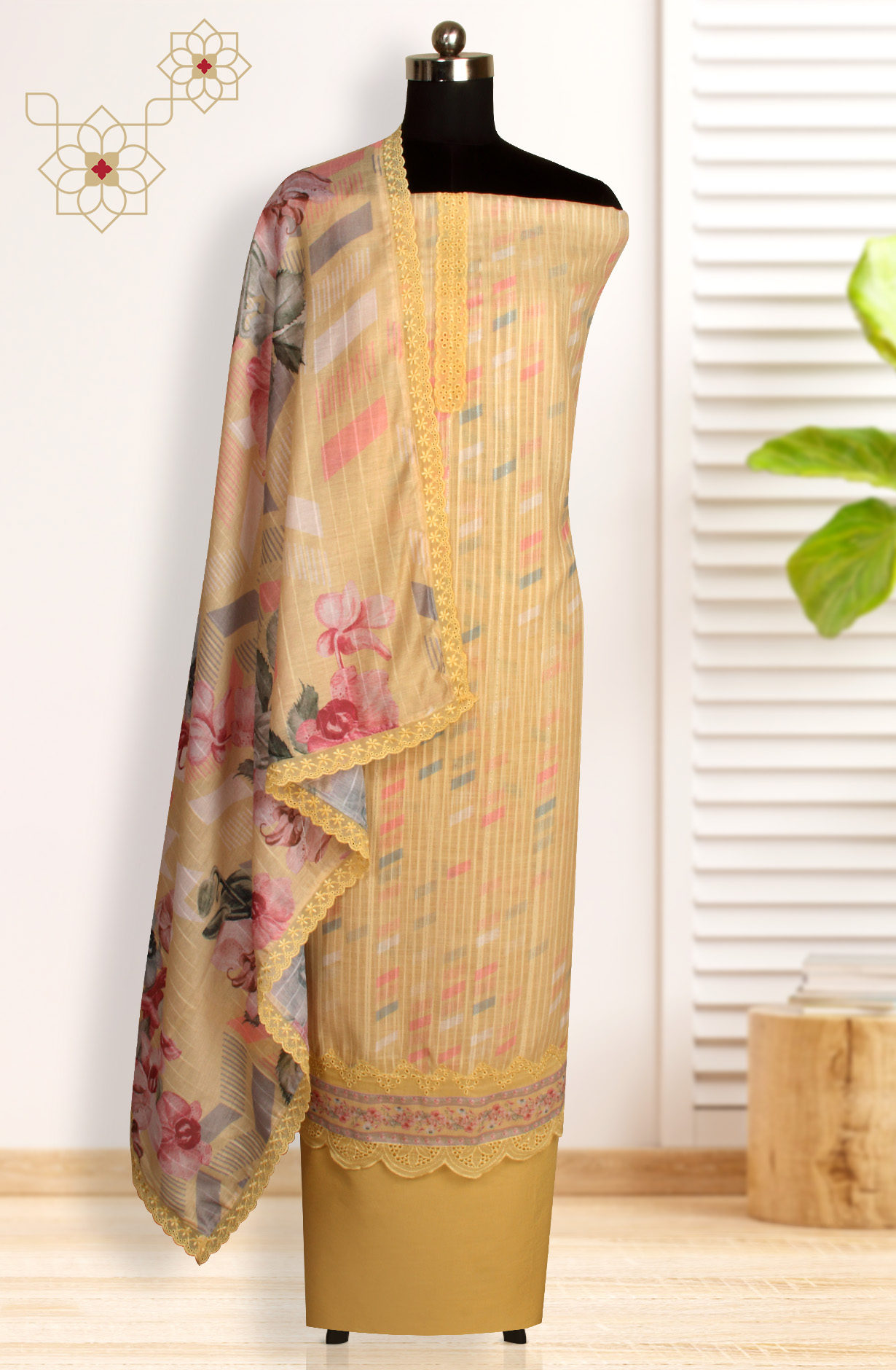 Mustard Linen Exclusive Digital Print Suit-sets with Dupatta - JOA1866B