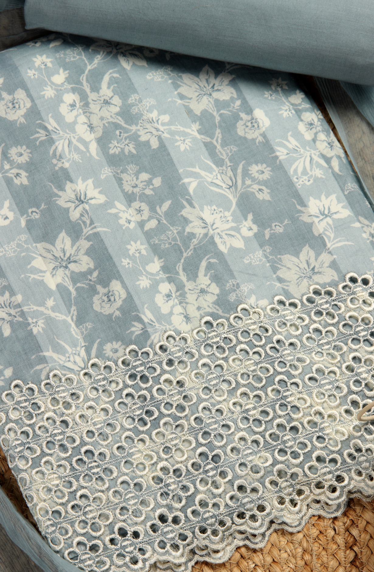 Grey Cotton Printed Suit with Chiffon Dupatta - JORPIM27B