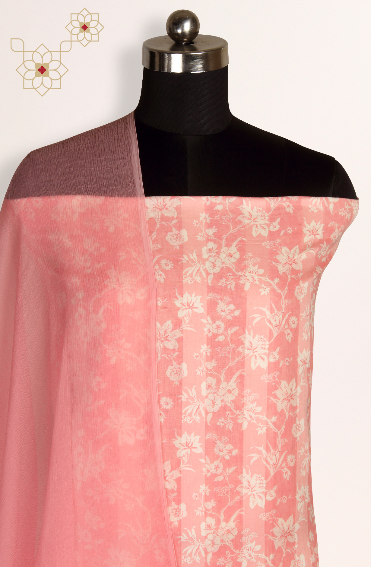 Pink Cotton Printed Suit with Chiffon Dupatta - JORPIM27C