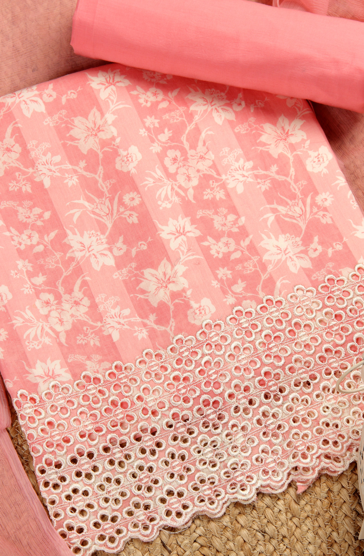 Pink Cotton Printed Suit with Chiffon Dupatta - JORPIM27C