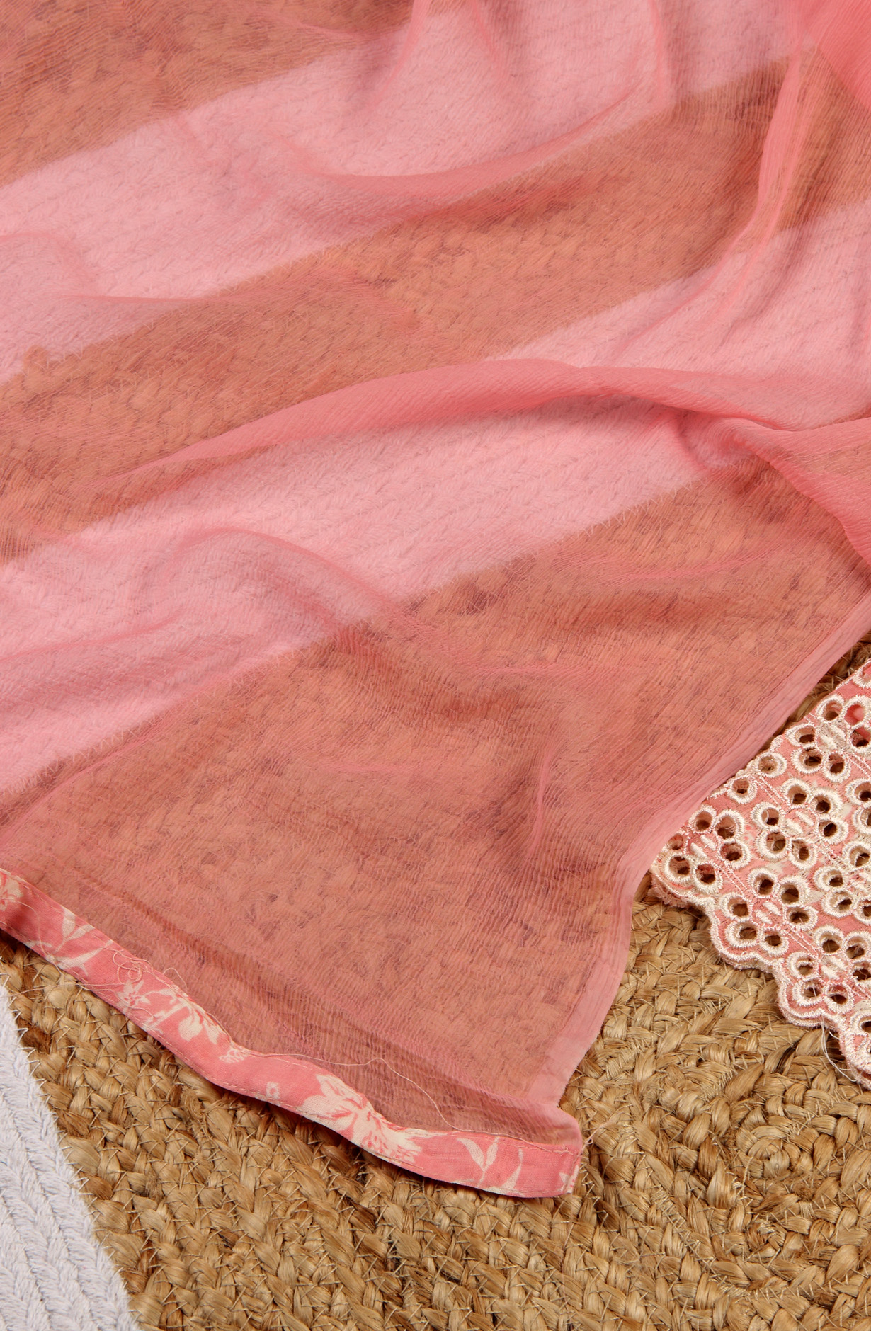 Pink Cotton Printed Suit with Chiffon Dupatta - JORPIM27C