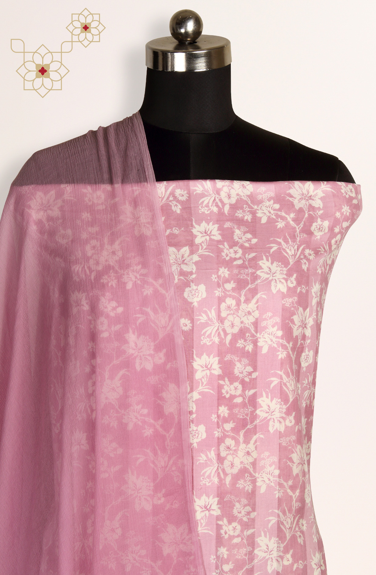 Purple Cotton Printed Suit with Chiffon Dupatta - JORPIM27D