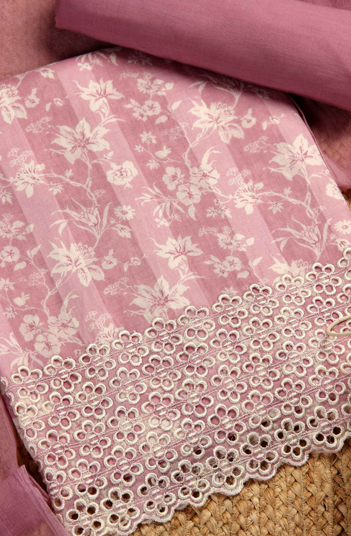 Purple Cotton Printed Suit with Chiffon Dupatta - JORPIM27D