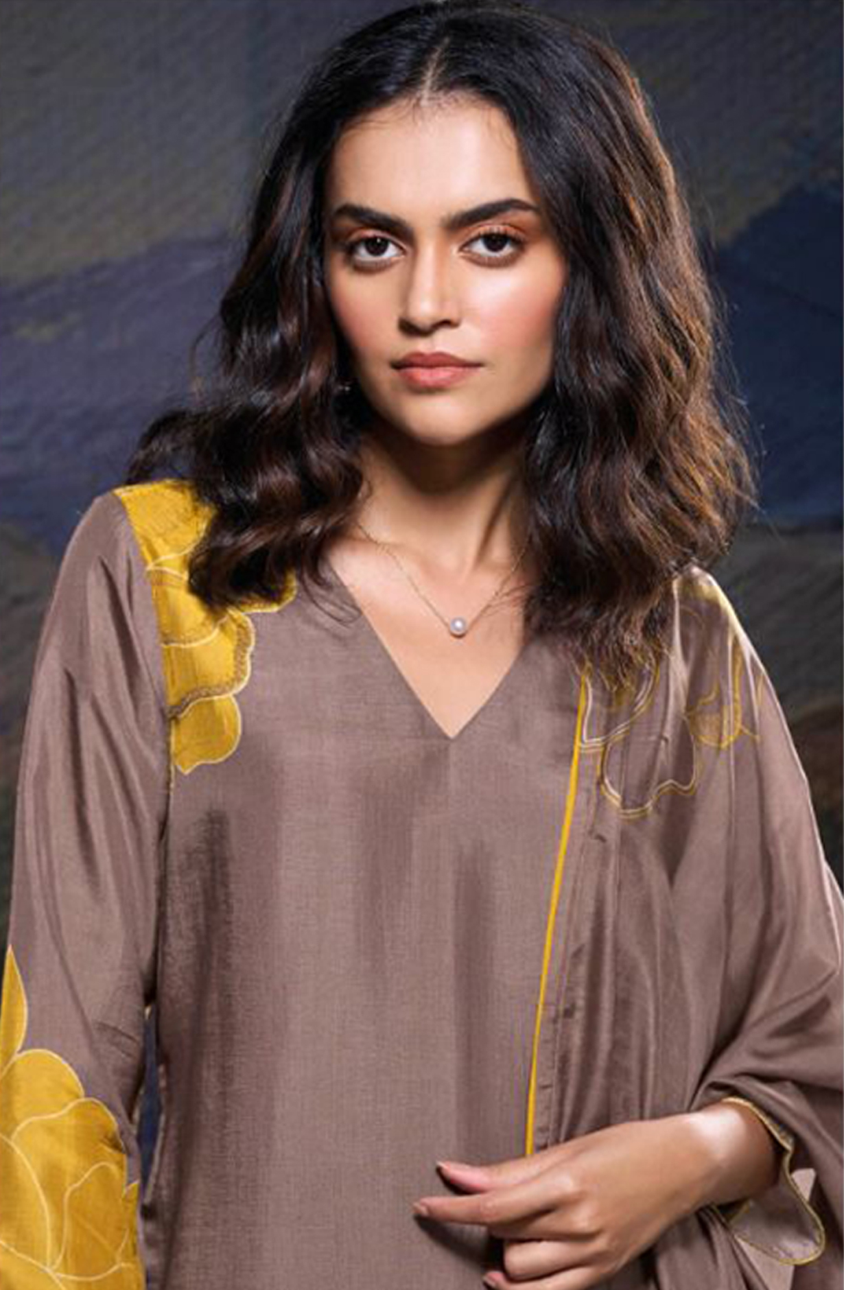 Russian Silk Printed with Hand Work Suit Set - JULC2075