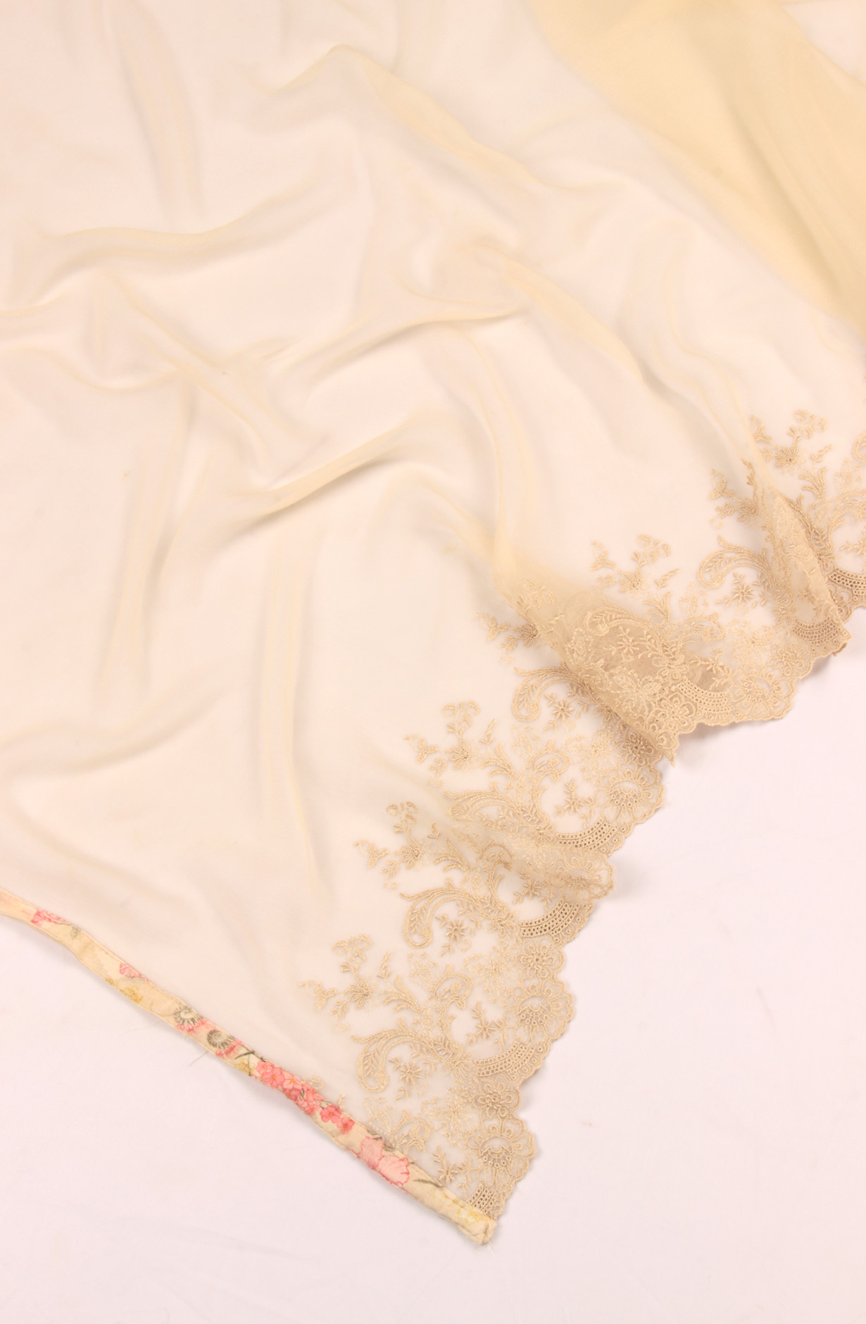 Beige Cotton Unstitched Salwar Suit with Chiffon Dupatta - JUN1203