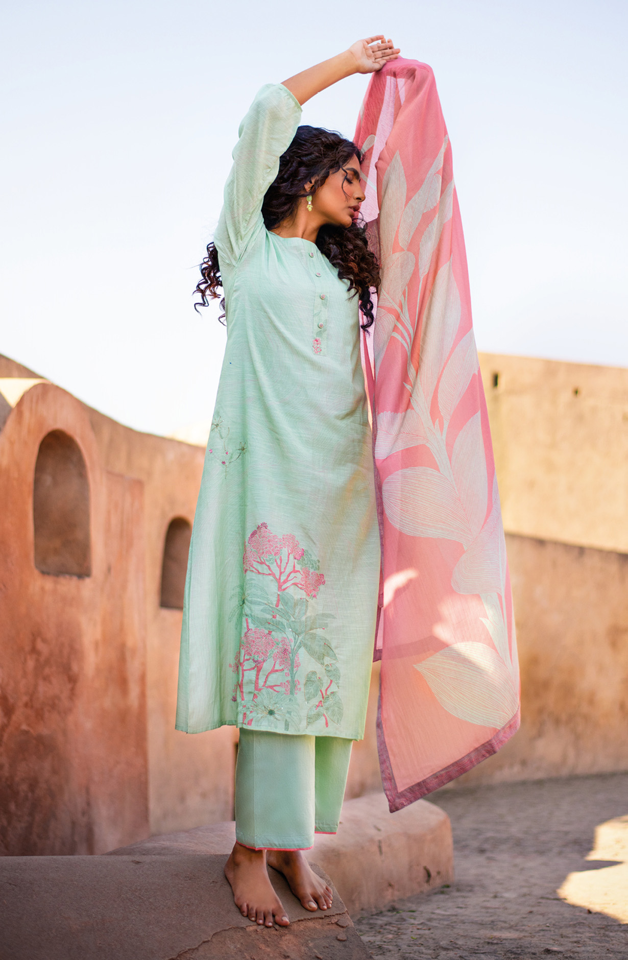 Sea Green Muslin Digital Print Unstitched Salwar Kameez - KAL1371A