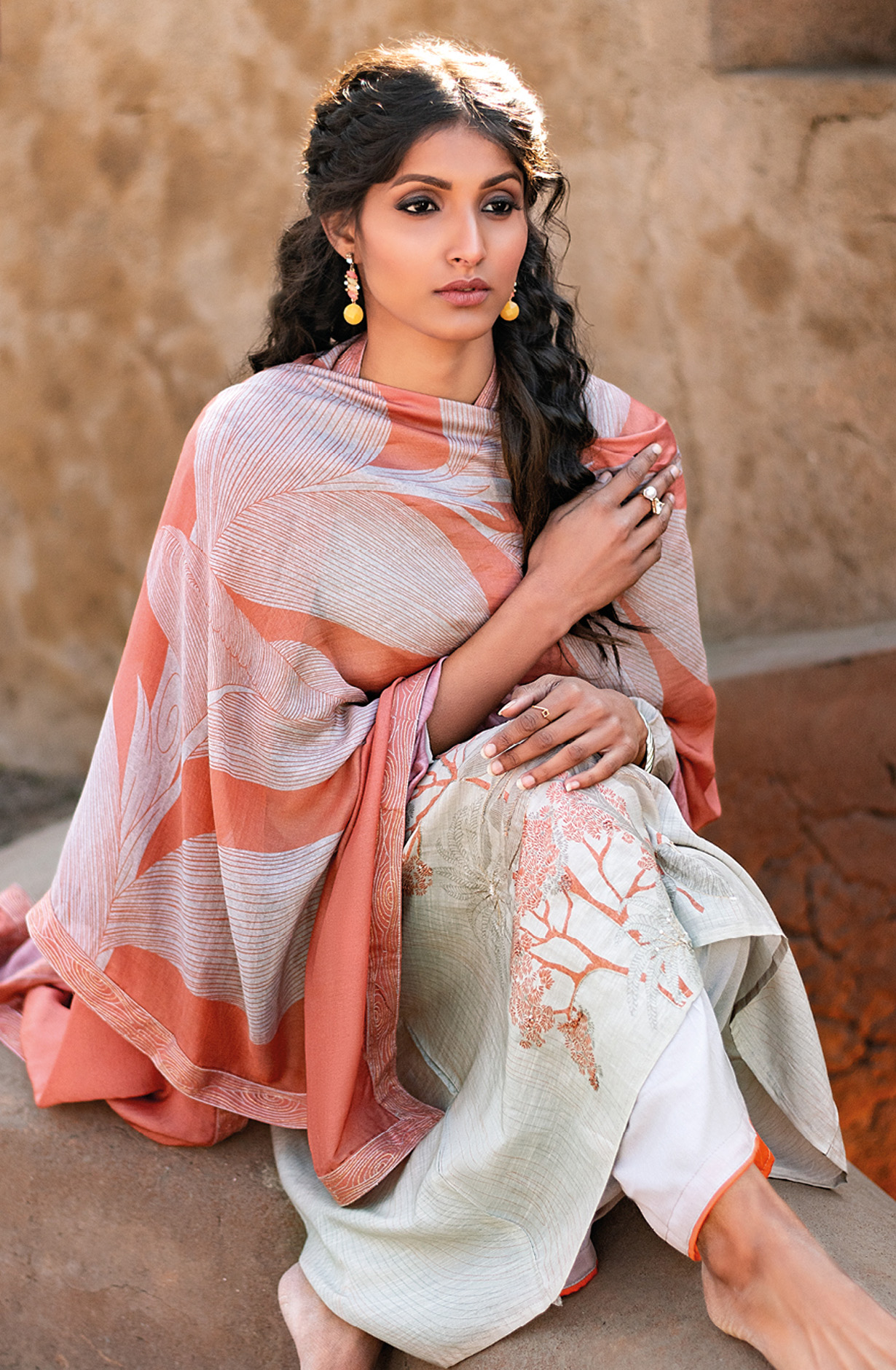 Grey Muslin Digital Print Unstitched Salwar Kameez - KAL1371D